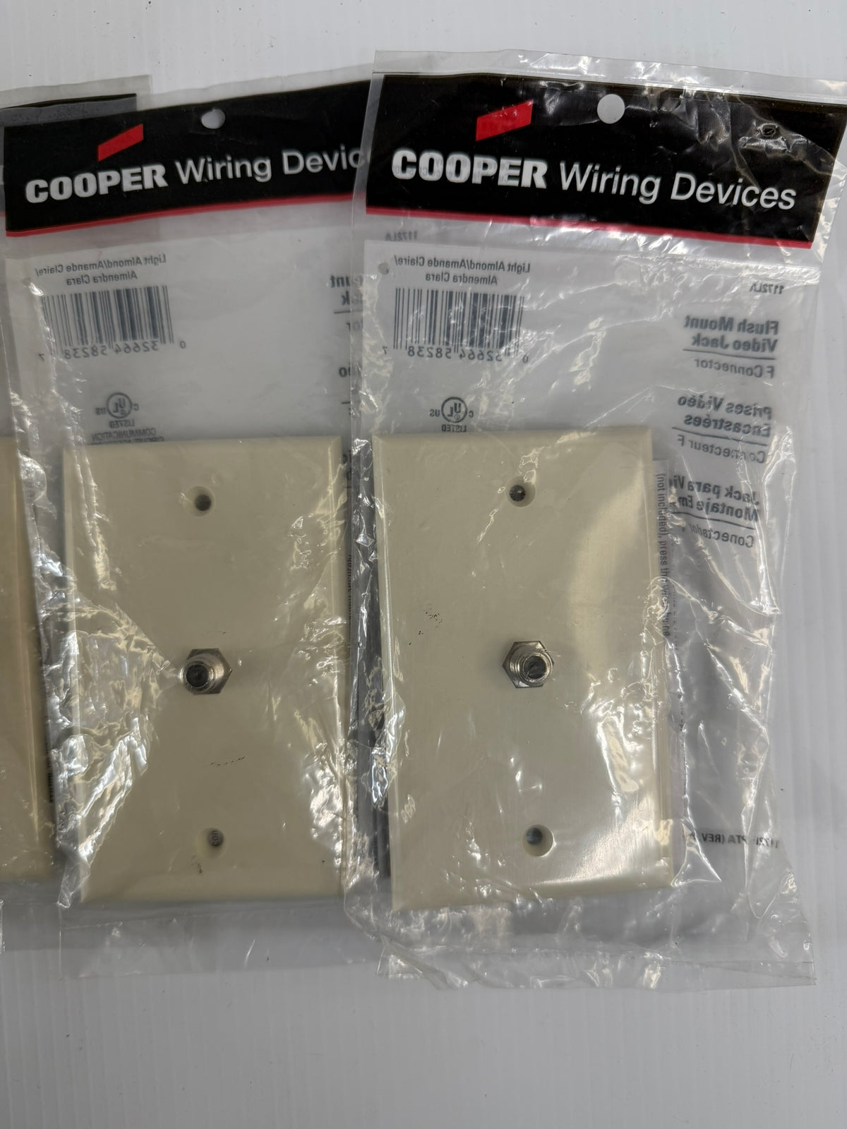 Cooper Wiring Flush Mount Video Jack 1172LA F Connector - Lot of 4