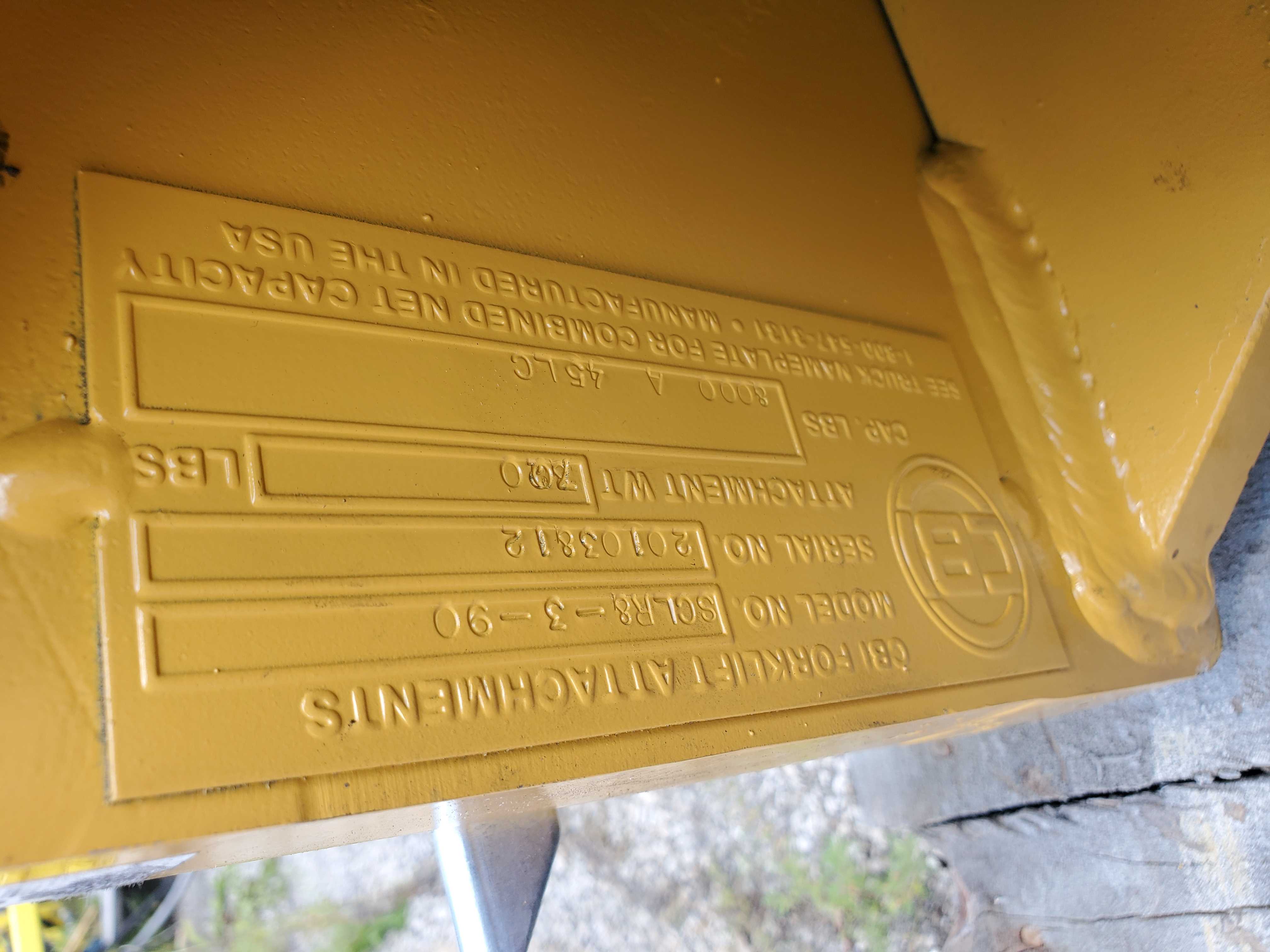 CBI Coil Boom Forklift Attachment 8000 lb. Capacity A 45LC ~7.5' Long SCLR8-3-90