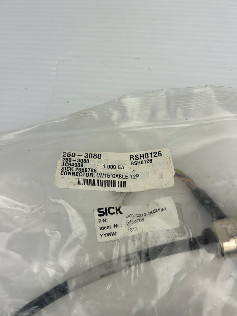 Sick DOL-2312-G05MHA1 Connector with 15' Cable