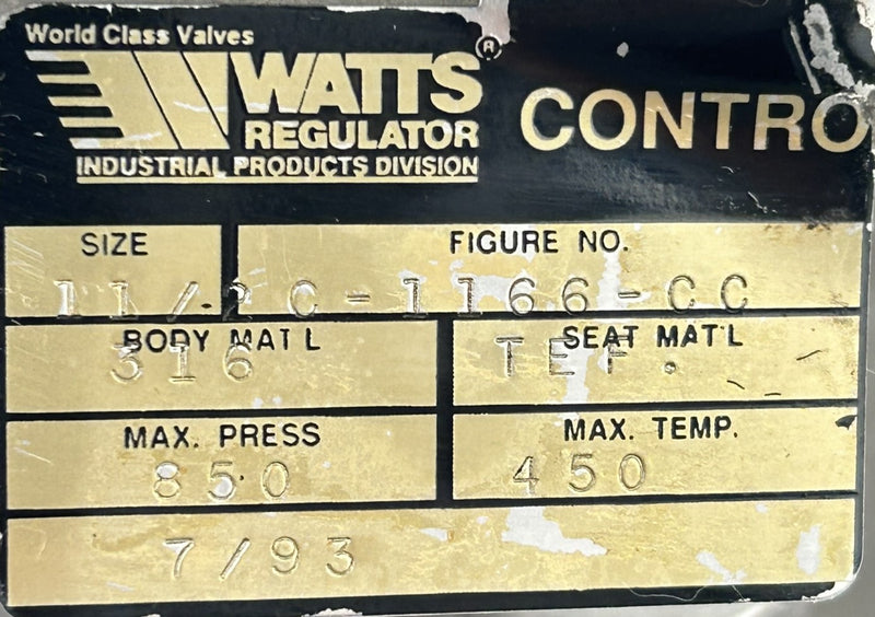 Watts Regulator C-1166-CC 1-1/2" Ball Valve