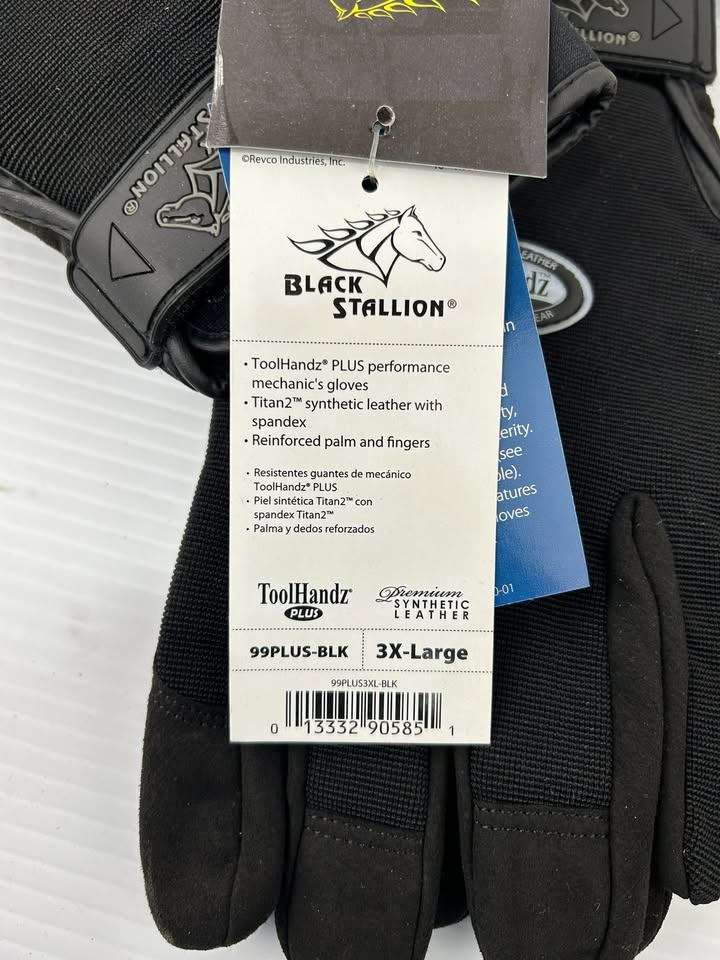 Black Stallion 99PLUS-BLK Mechanic's Gloves Tool Handz 3X-Large - Lot of 4 pairs