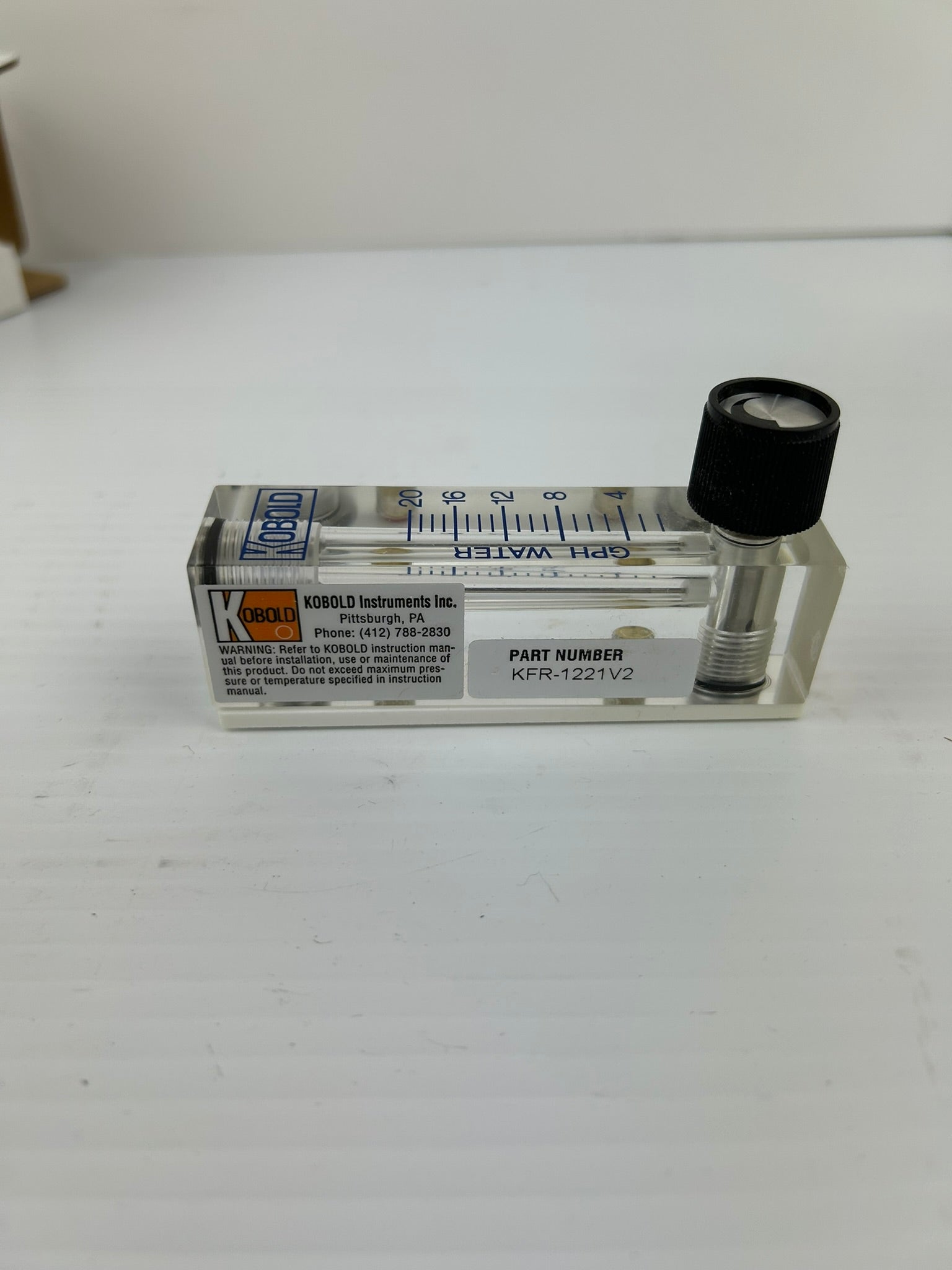 Kobold KFR-1221V2 Flow Meter Gauge 2-20 GPH Water