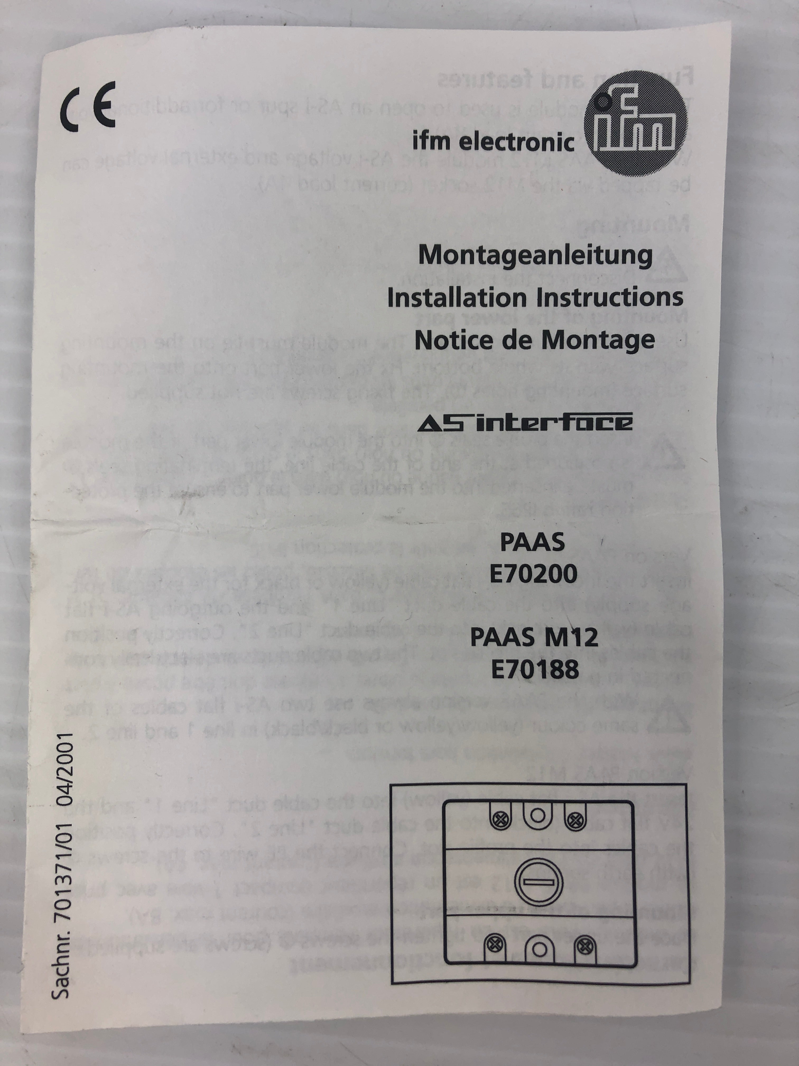 IFM E70200 Flat Cable Splitter M8309-01