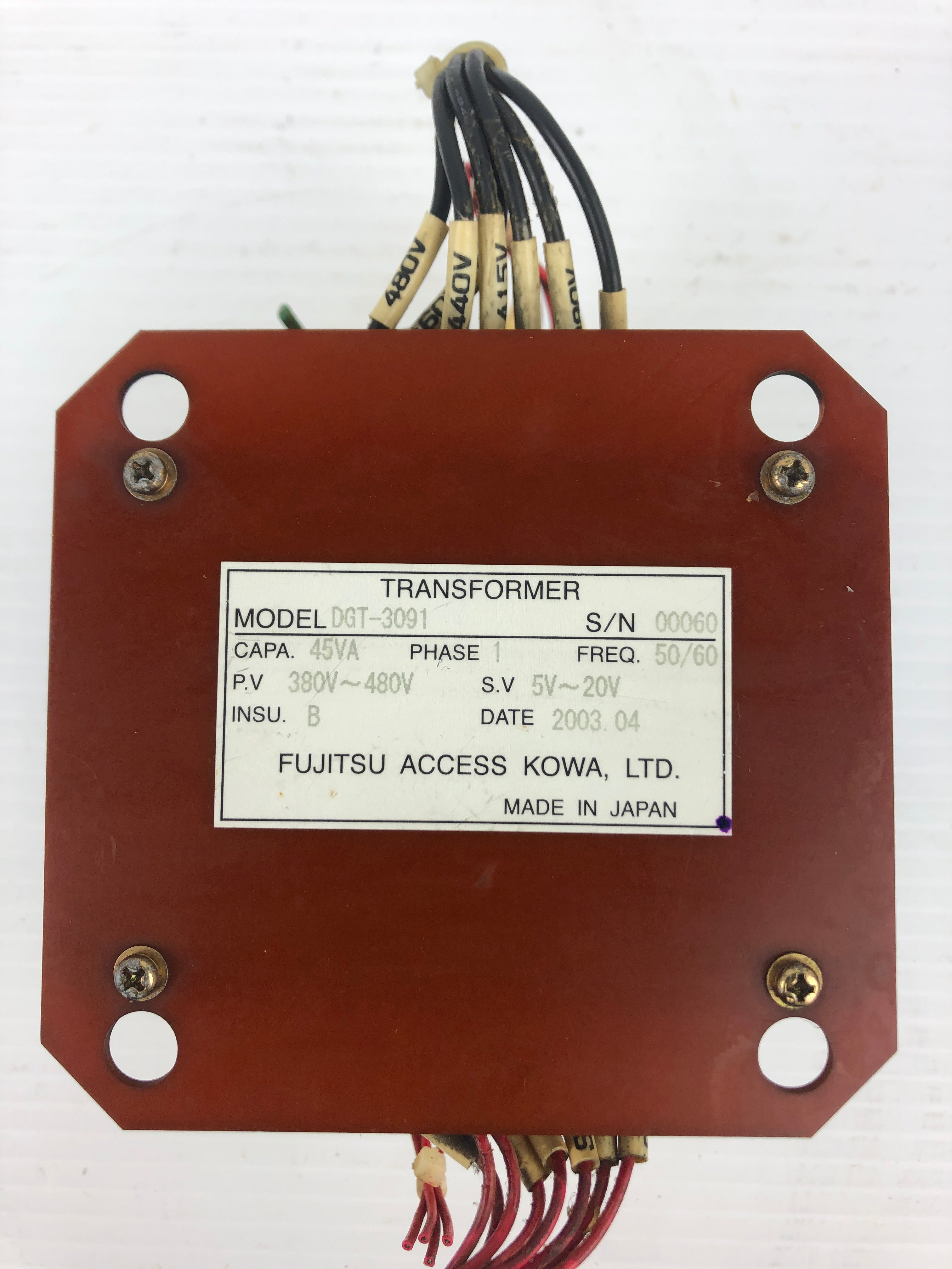 Fujitsu DGT-3091 Transformer 380V~480V / 5V~20V 45VA 50/60Hz 1PH