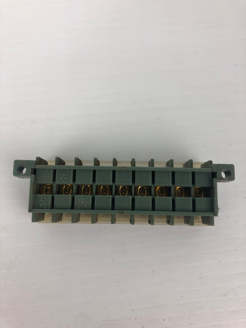 Mitsubishi TE-K2 Terminal Block 660V 15A 9P - Lot of 4