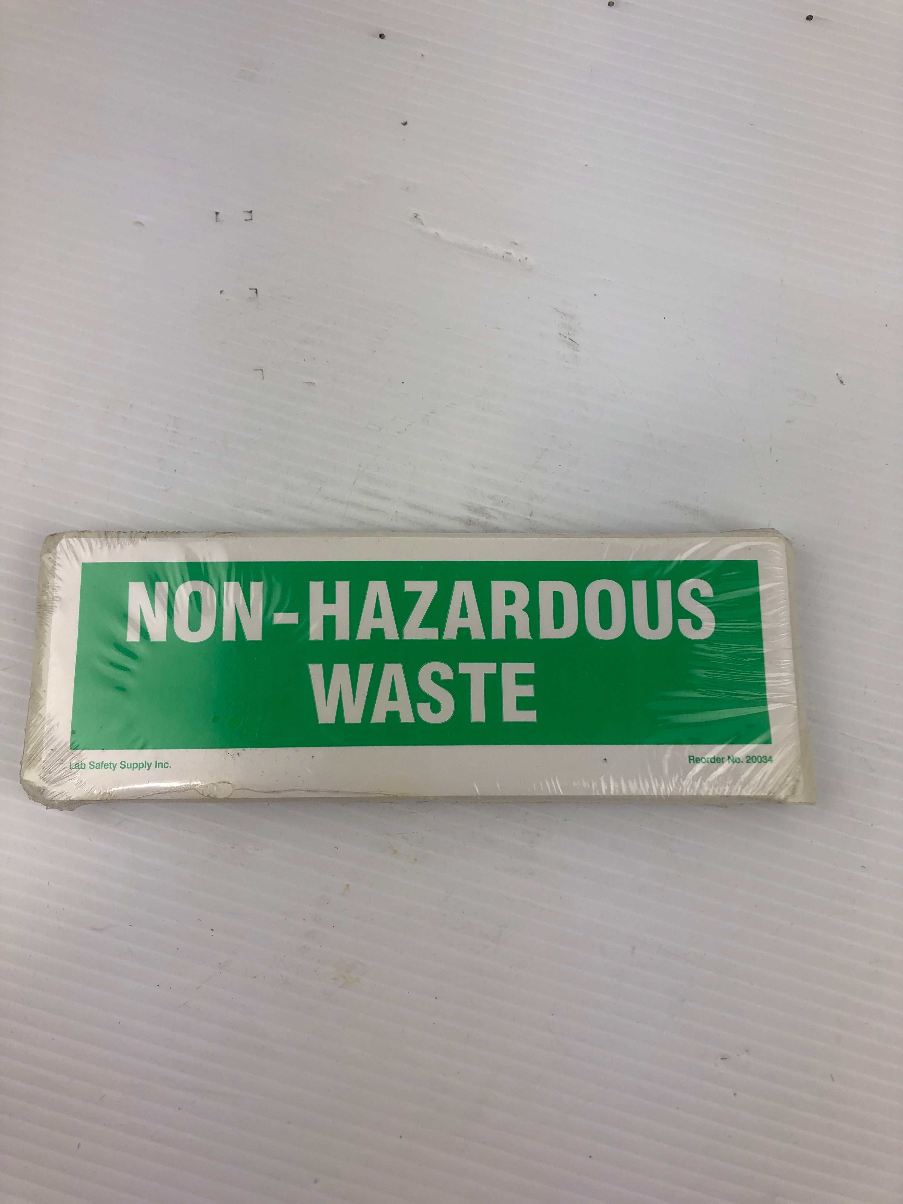 Lab Safety Supply 20034 Green & White NON-HAZARDOUS WASTE Sticker - Lot of 100