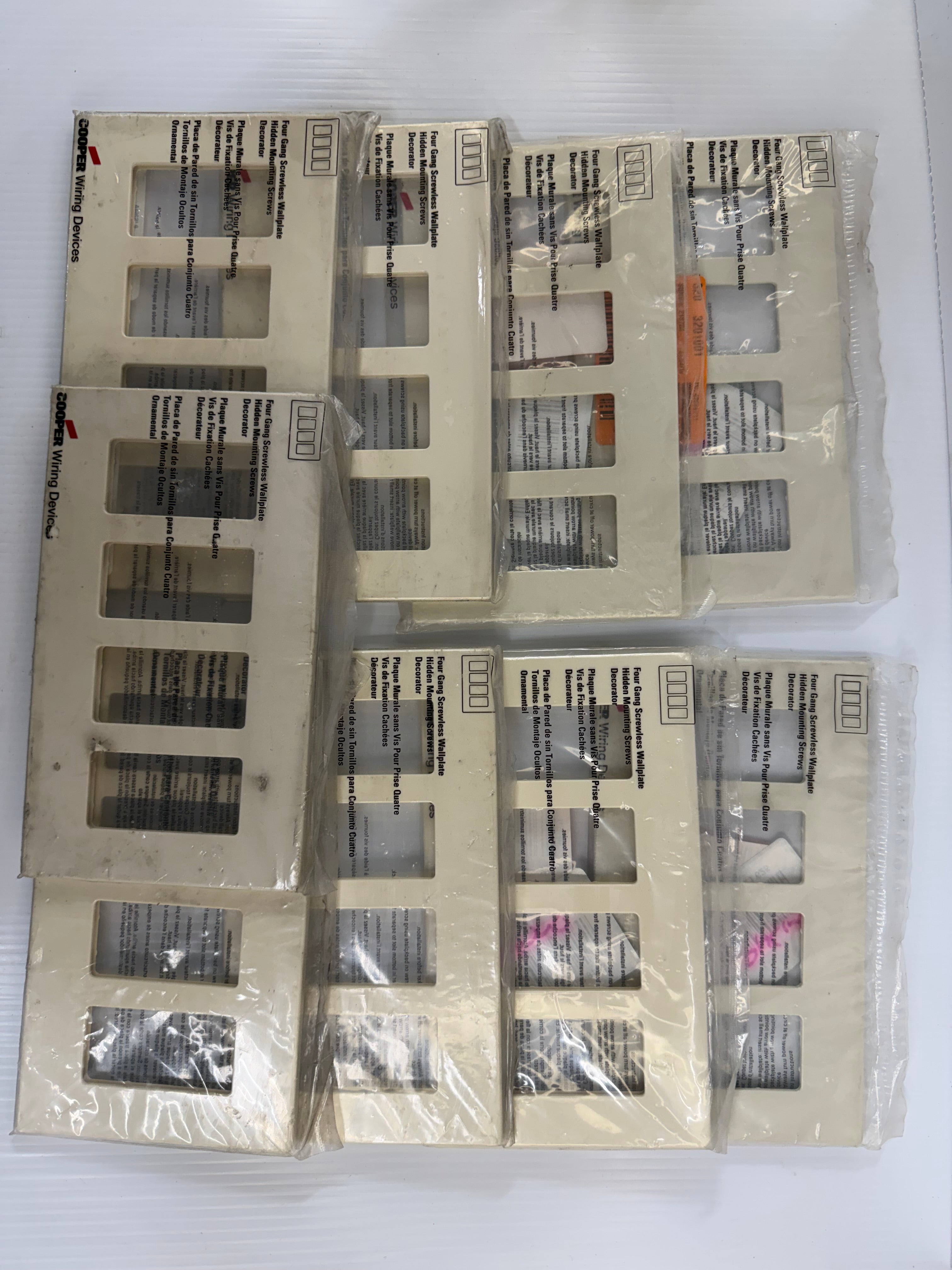 Cooper Wiring 4-Gang Screwless Wallplate Lot of 9 PJS264A