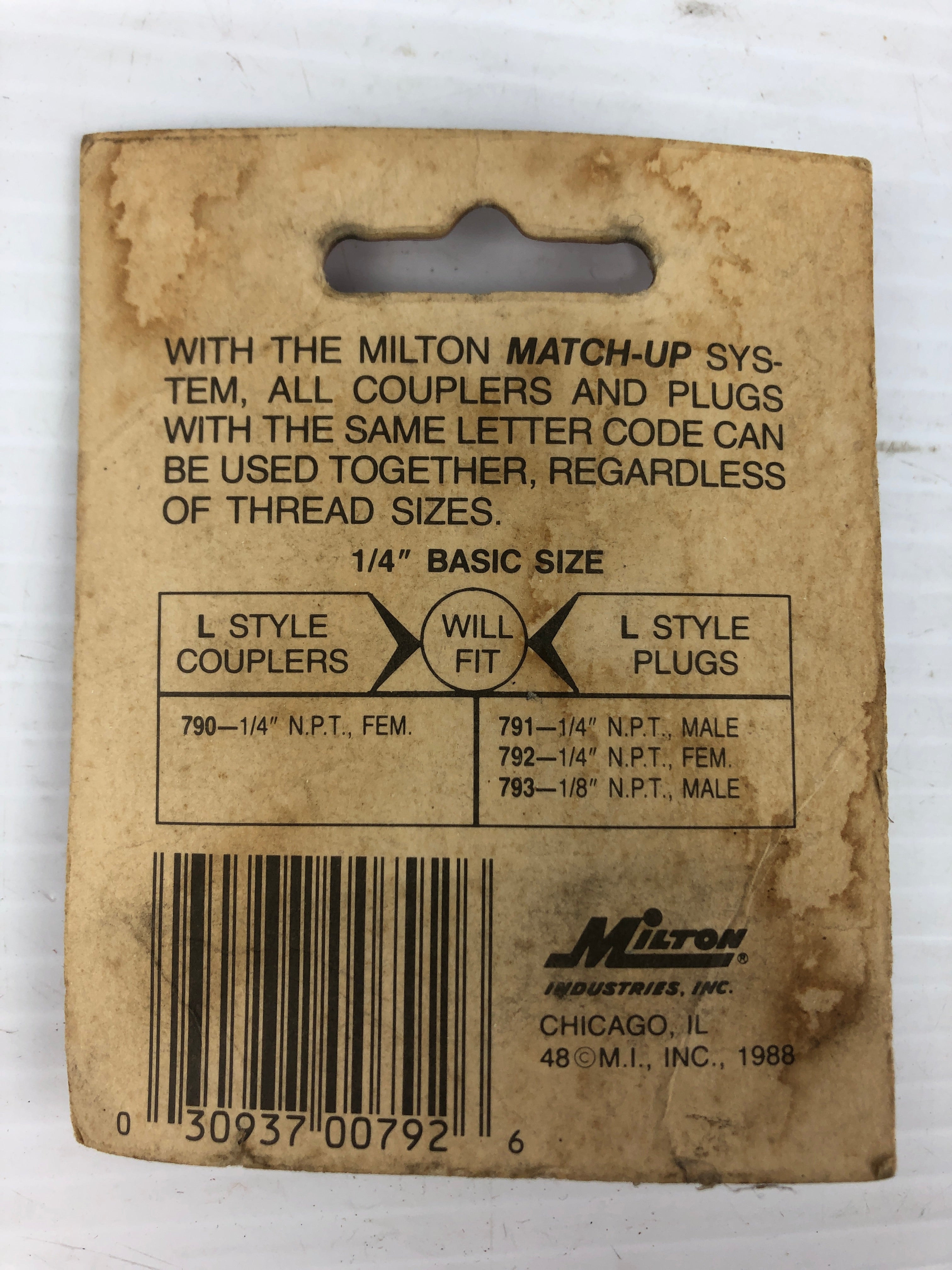 Milton S792 Coupler Plug 1/4" NPT Female