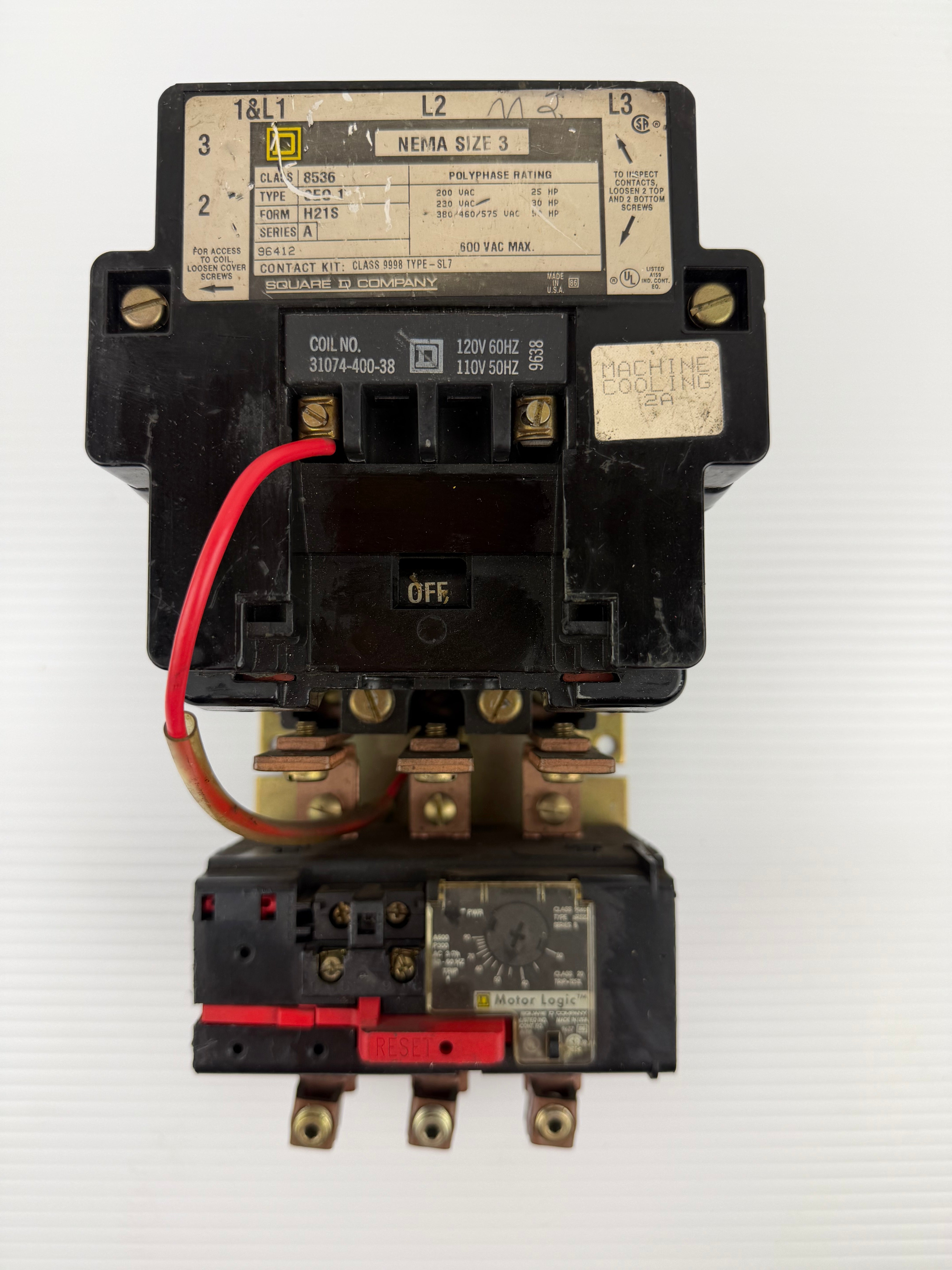 Square D Motor Starter 8536 Size 3 600 VAC Series A