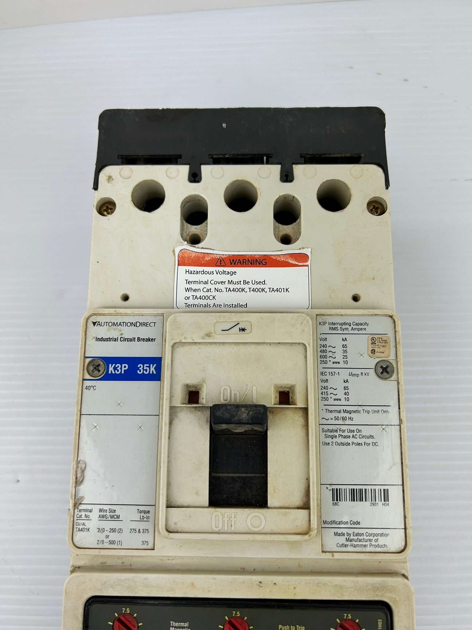 Automation Direct K3P 35K 3 Pole Circuit Breaker CU/AL TA401K