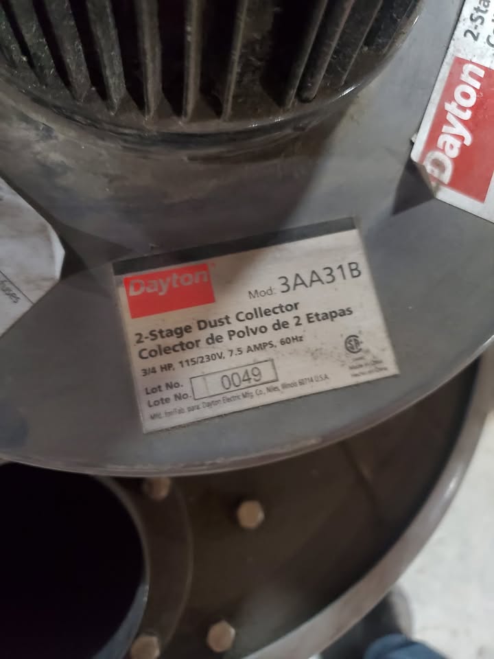 Dayton 3AA31B 2-Stage Dust Collector 3/4 HP 115/230V Industrial Shop Vac