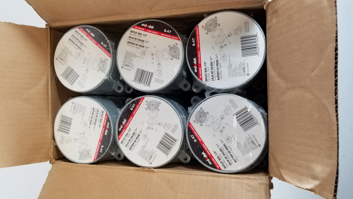 Red Dot 1/2" Outlet Boxes "Wet Location" S-47 - Box of 36 NEW