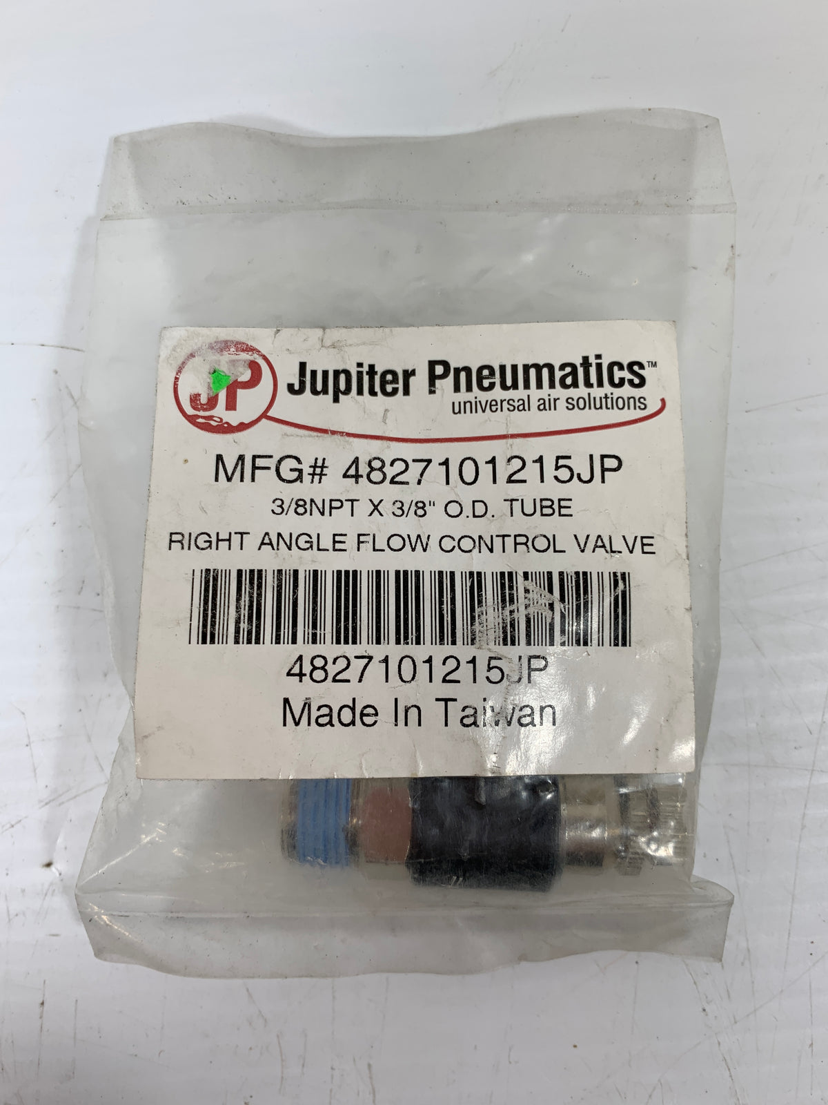 Jupiter 827101215JP Pneumatics Right Angle Flow Control Valve 3/8NPTx3/8 O.D. 4