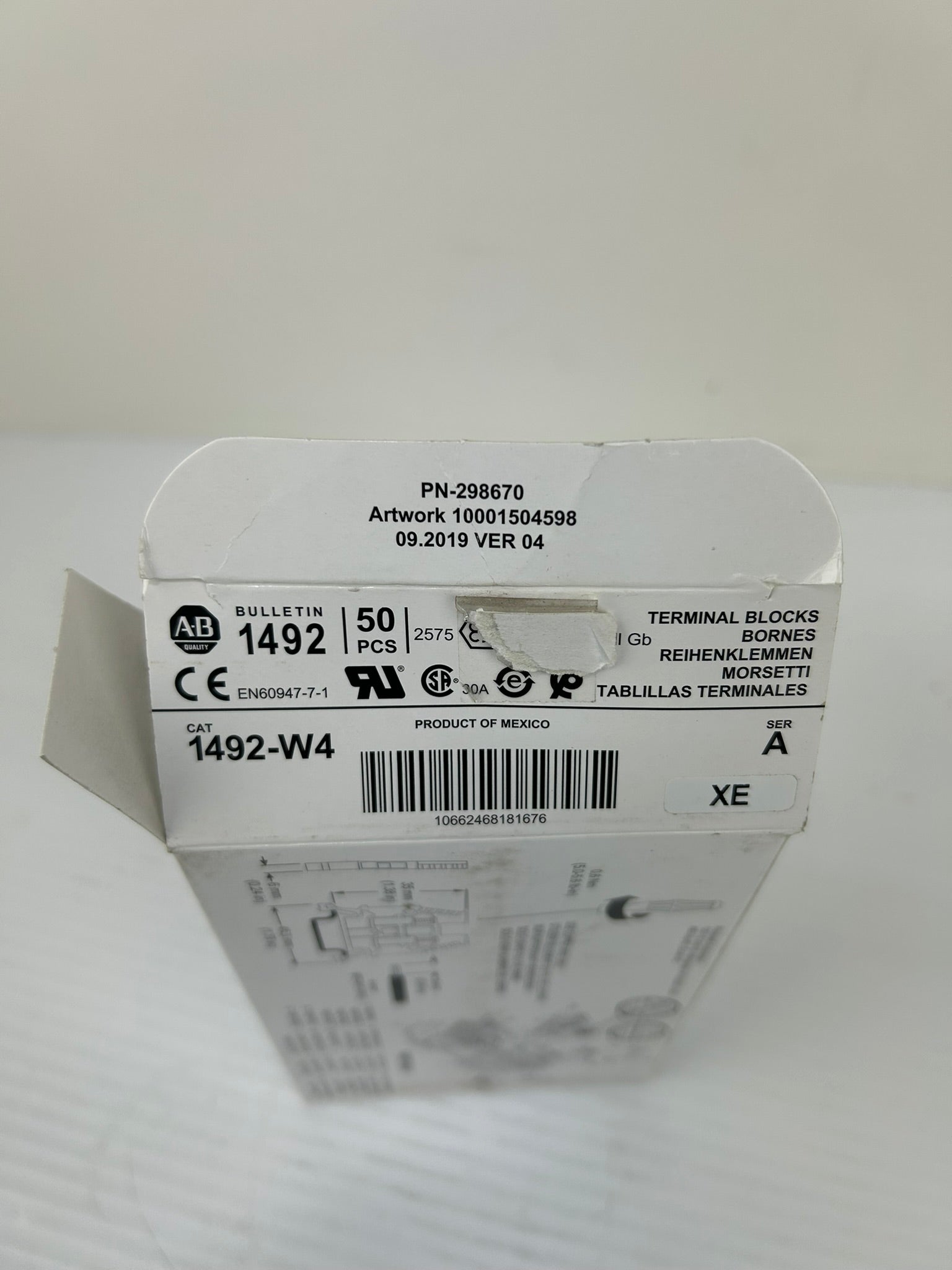 Allen Bradley 1492-W4 Gray Terminal Blocks Series A - Box of 50