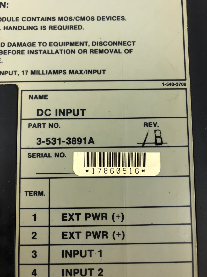 Cincinnati Milacron 3-531-3891A DC Input PLC Module Rev. B DCI