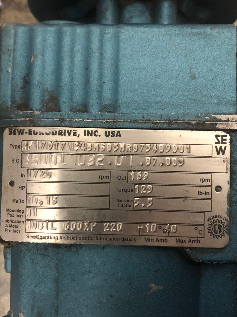 Sew-Eurodrive DFT71C4BNG05HR8754090TEFC Gear Motor RF17DT71C4BMG05HR875409001