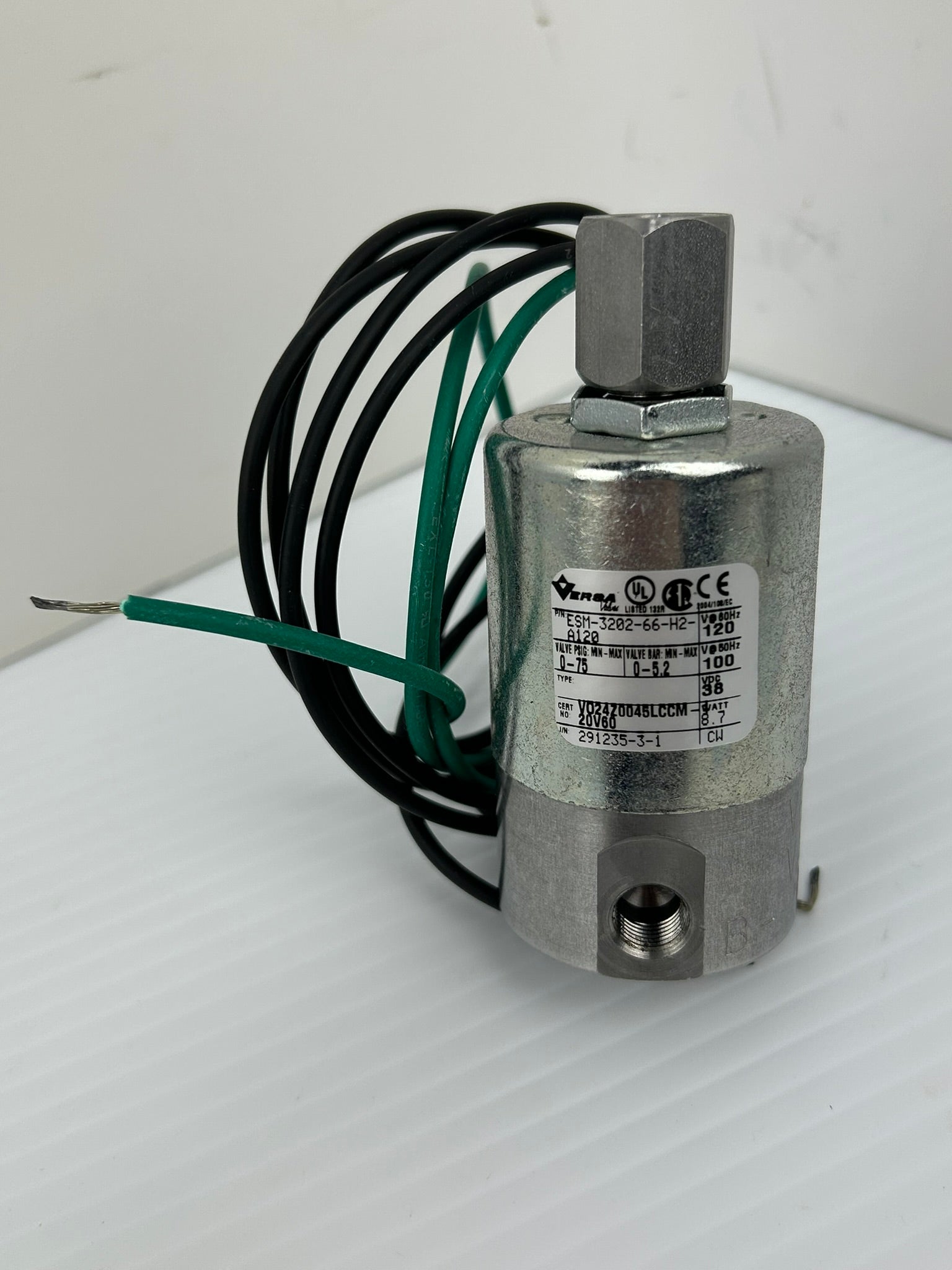 Versa ESM-3202-66-H2-A120 Valve 0-75PSIG 0-5.2bar 38VDC 8.7W 50/60Hz