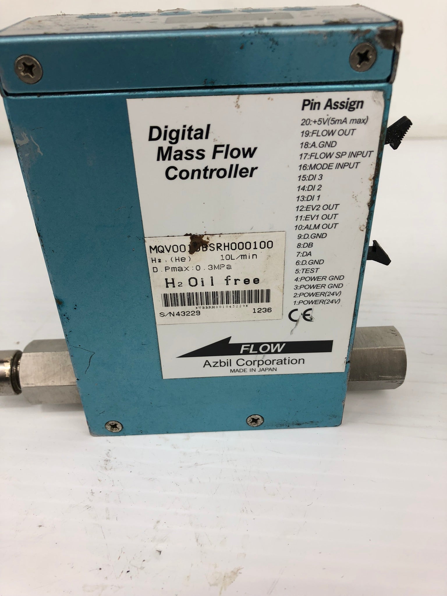 Azbil Corp MQV0010BSRH000100 Digital Mass Flow Controller