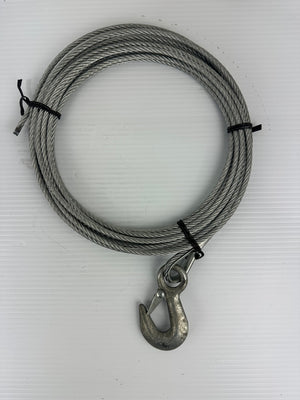 Boat Trailer Winch Cable 7/32 with Hook 25' Long Steel
