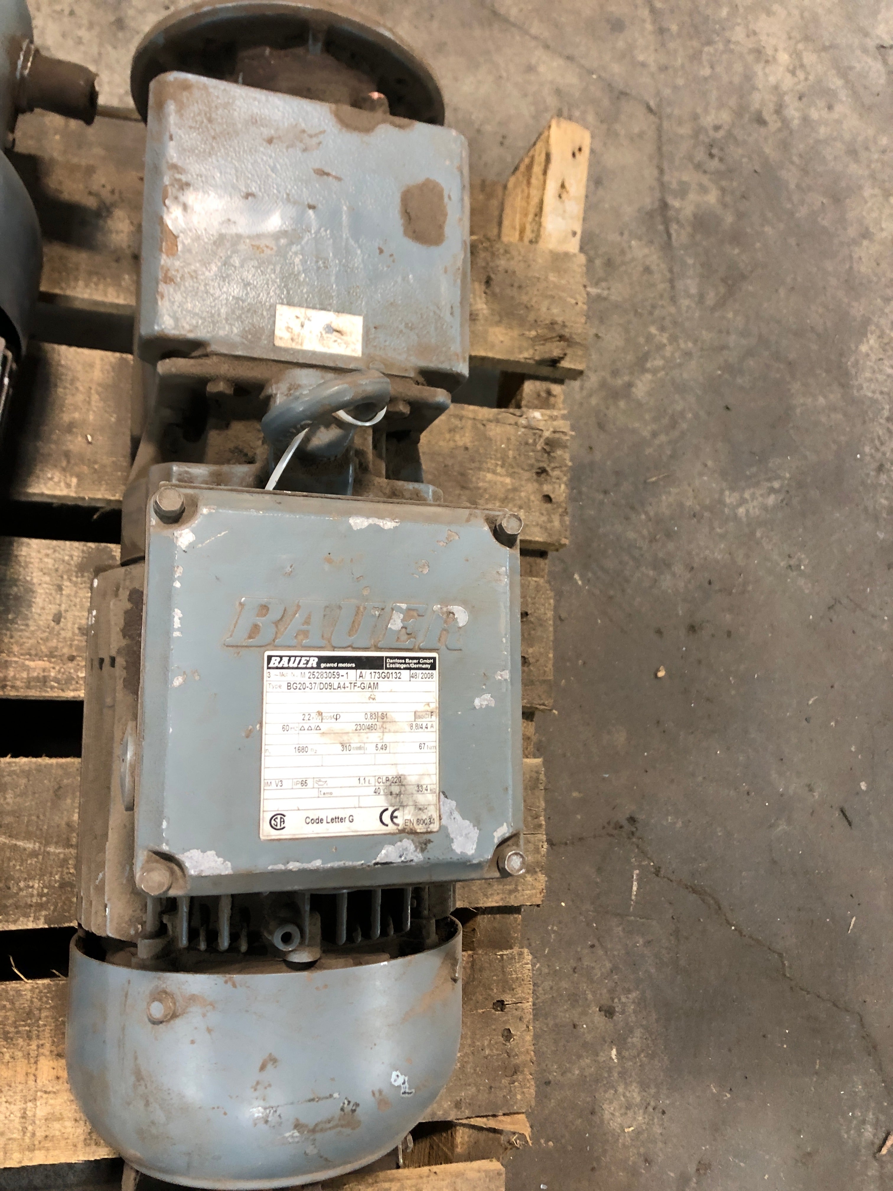 Bauer 25283059-1 Geared Motor BG20-37/D09LA4-TF-G/AM 2,2kW 3PH 60Hz 230/460V