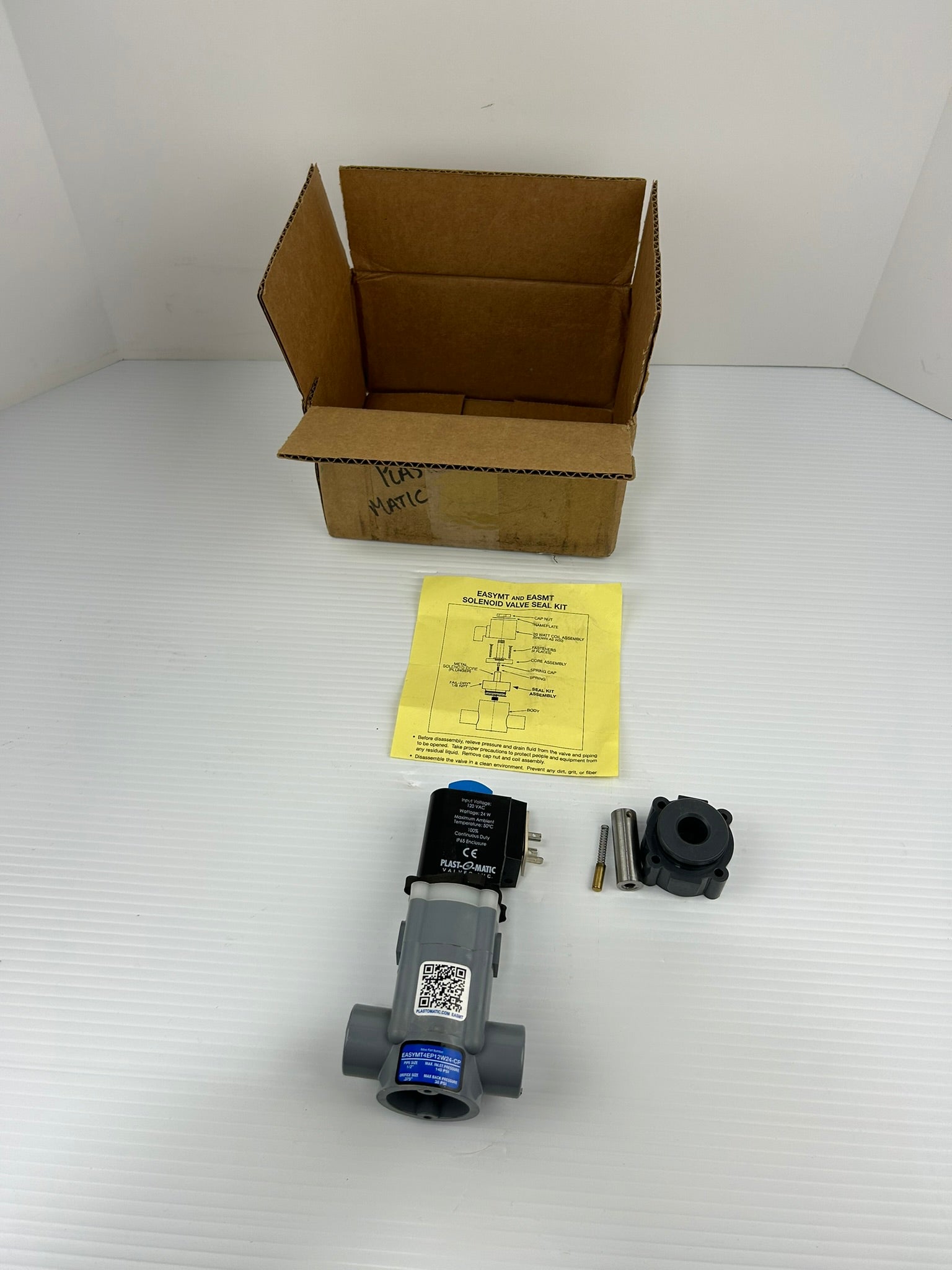 Plast-O-Matic EASYMT4EP12W24-CP Solenoid Valve 120V 24W
