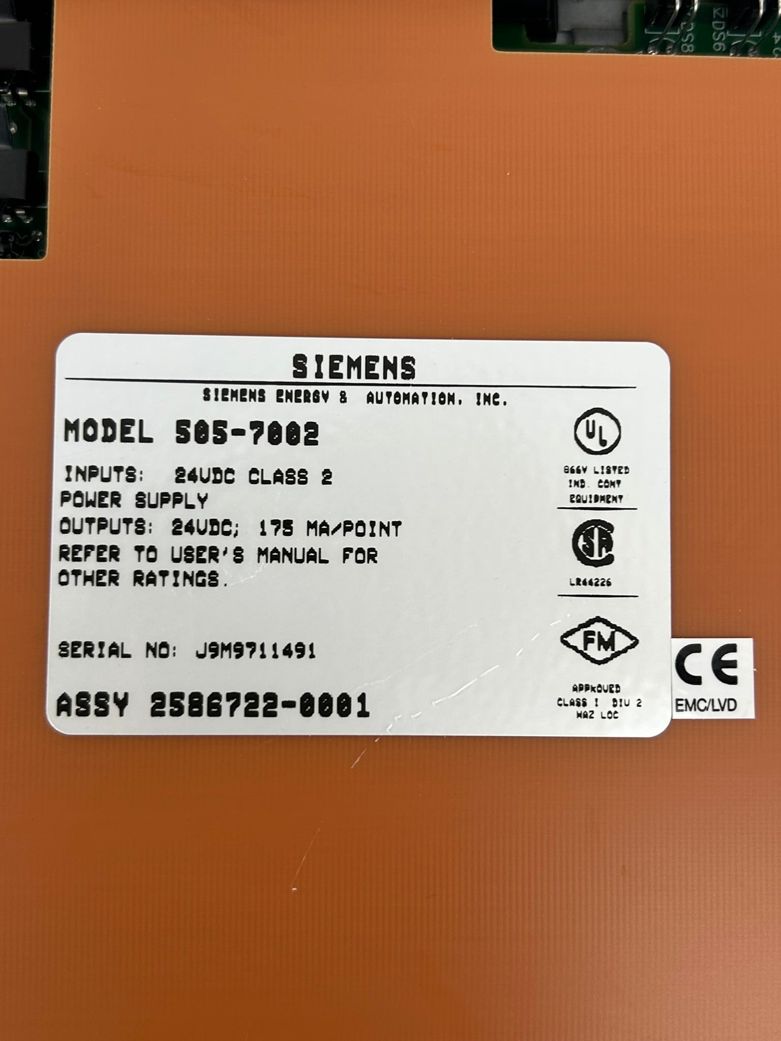 Siemens 505-7002 High Speed Counter Module Class 2 24VDC 175mA