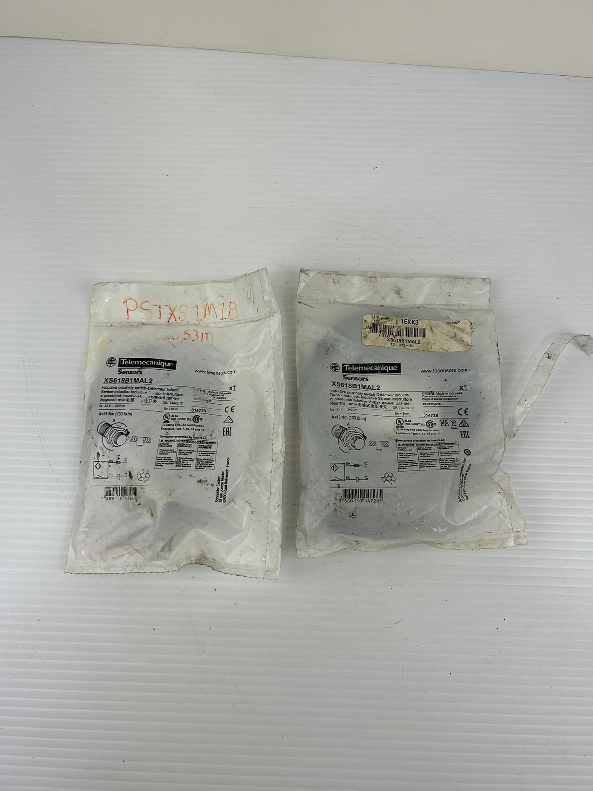 Telemecanique XS618B1MAL2 Inductive Proximity Sensor Switch M18 8mm - Lot of 2
