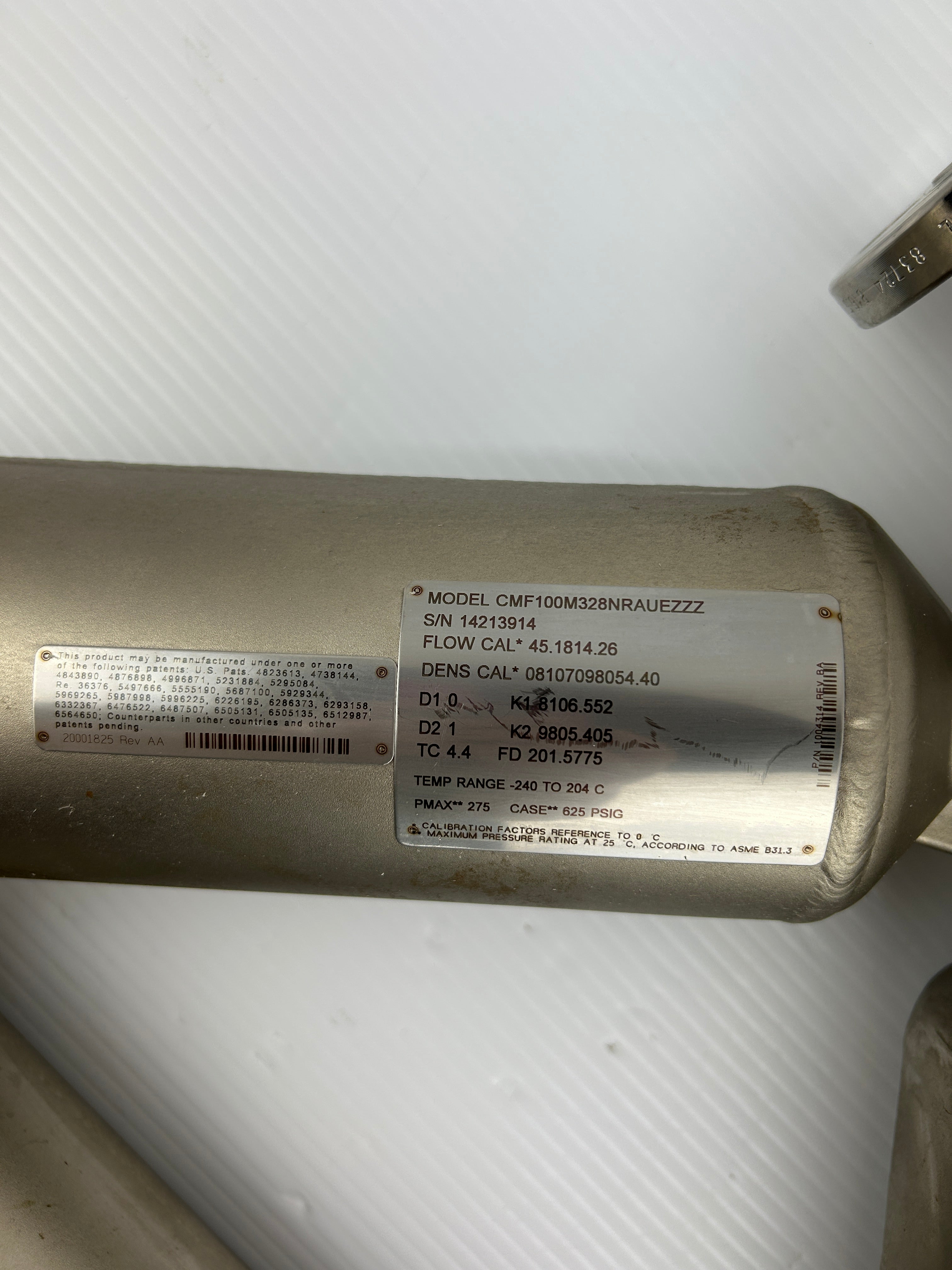 Micro Motion CMF100M328NRAUEZZZ Mass Flow Sensor 275PMAX 625PSIG