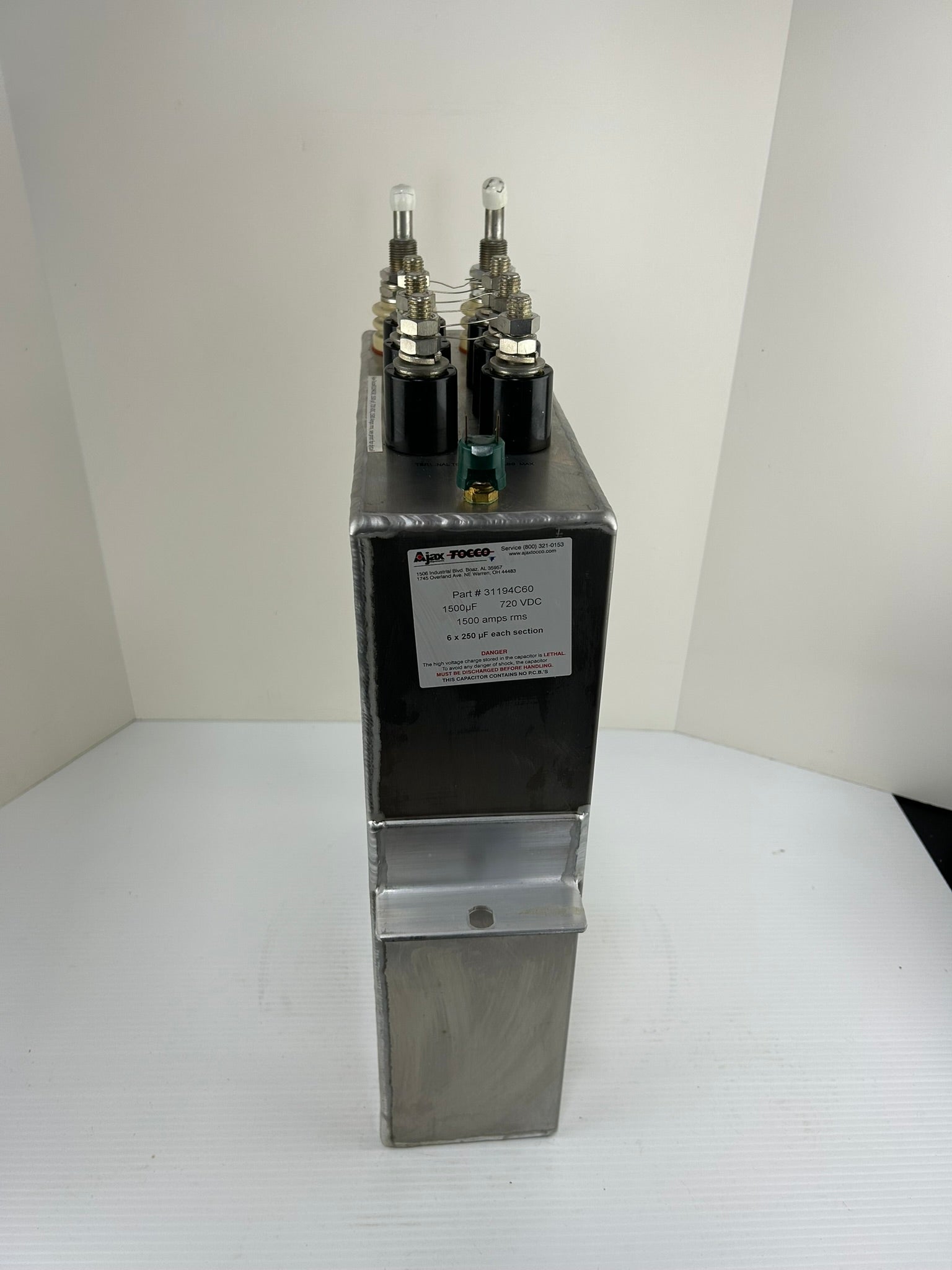 Ajax TOCCO 31194C60 1500uF 720VDC High Energy Capacitor Assembly