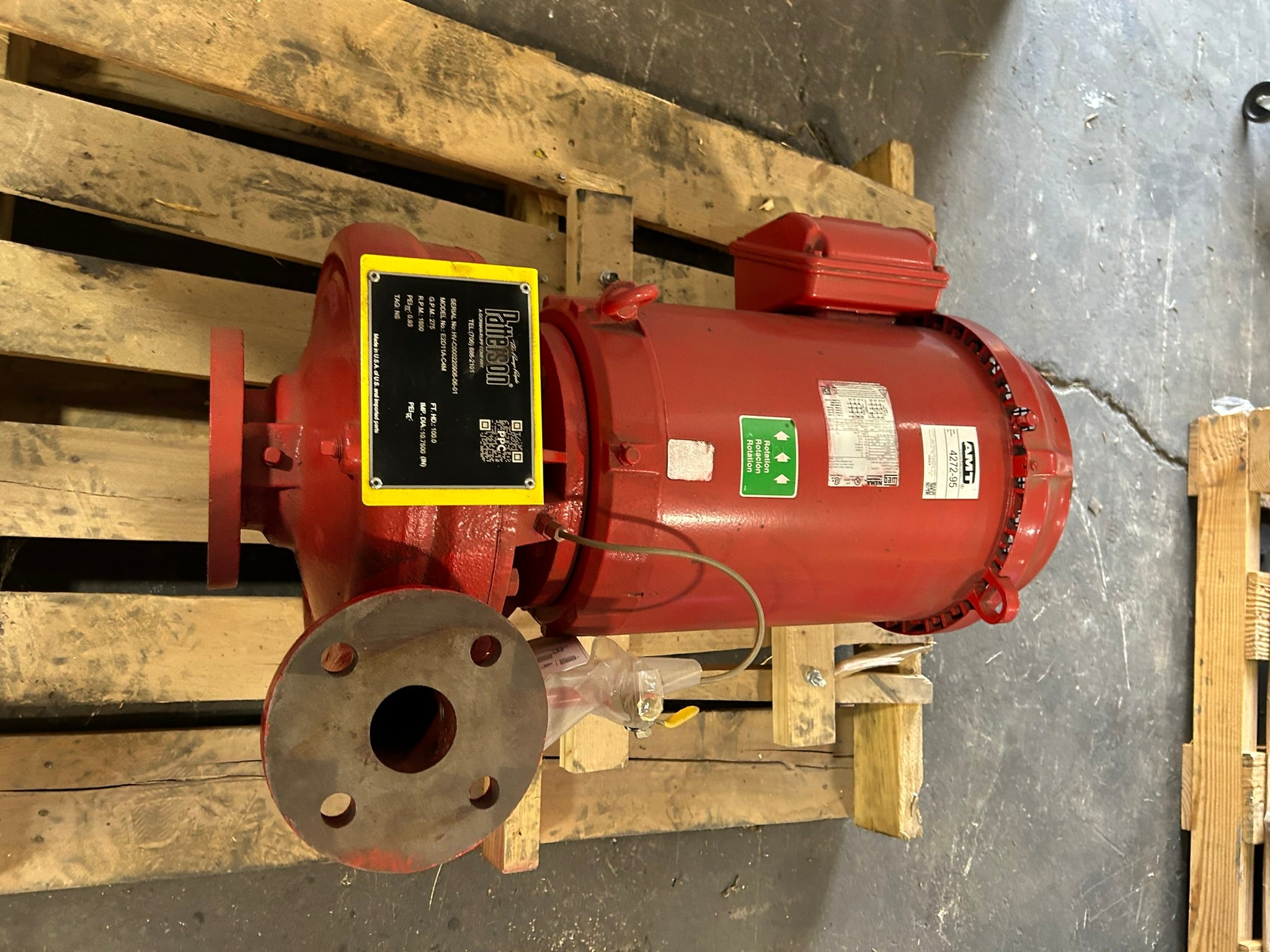Patterson Fire Pump E2D11A-C4M 15HP WEG Motor 230/460V 1770RPM 4x3 Fire Pump