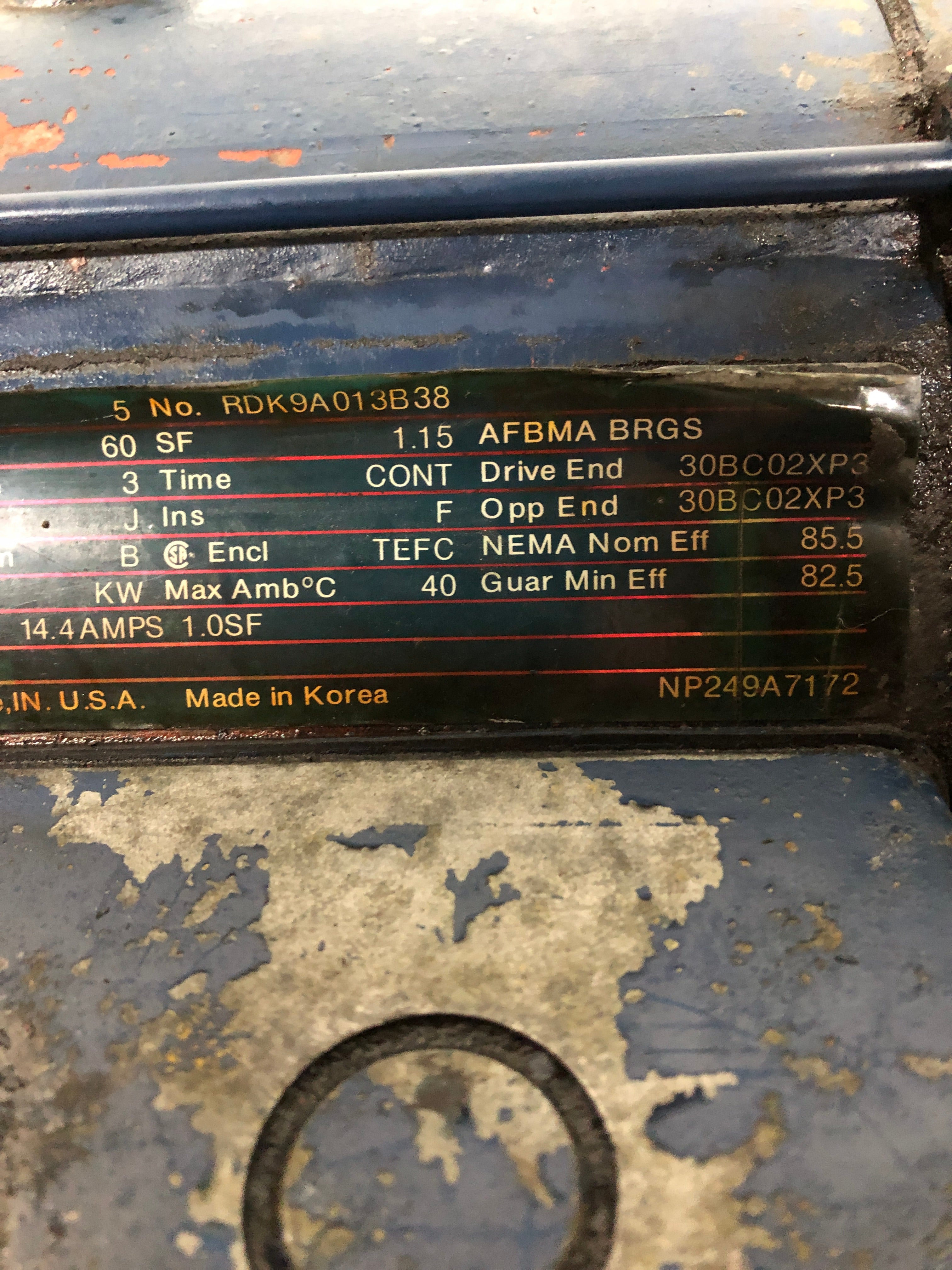 General Electric 5KW184BD205A AC Motor 5 HP 1725 RPM 184T Frame KW Type 3PH