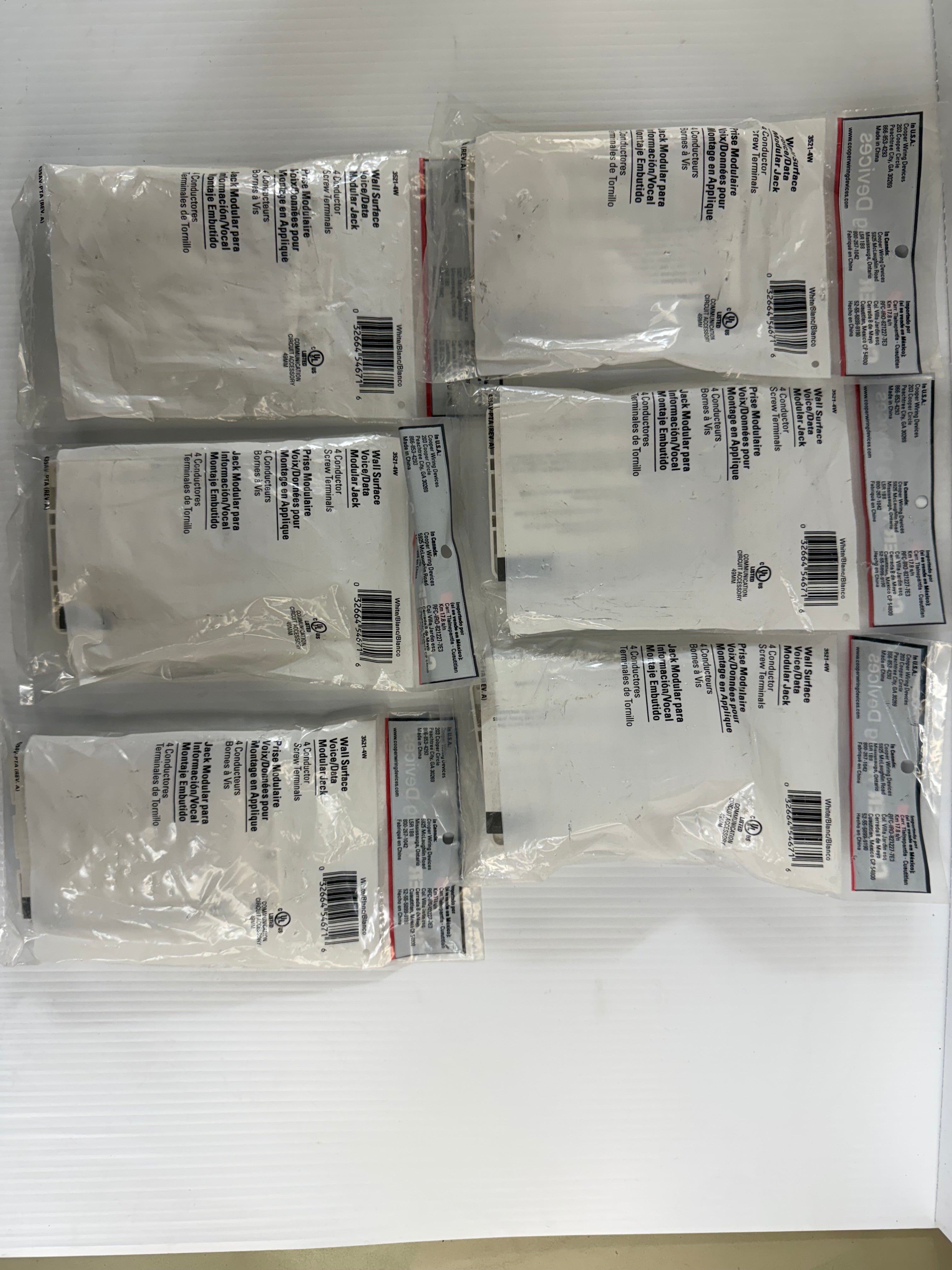 Cooper Wiring Wall Surface Voice/Data Modular Jack 3521-4W Lot of 6