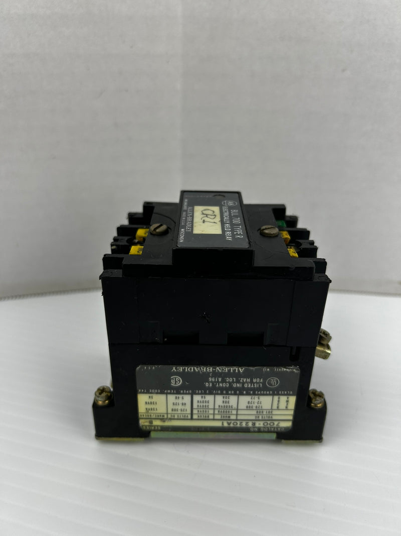 Allen-Bradley 700-R220A1 Electrically Held Relay Bul.700 Type: R Ser. B 600V 30A