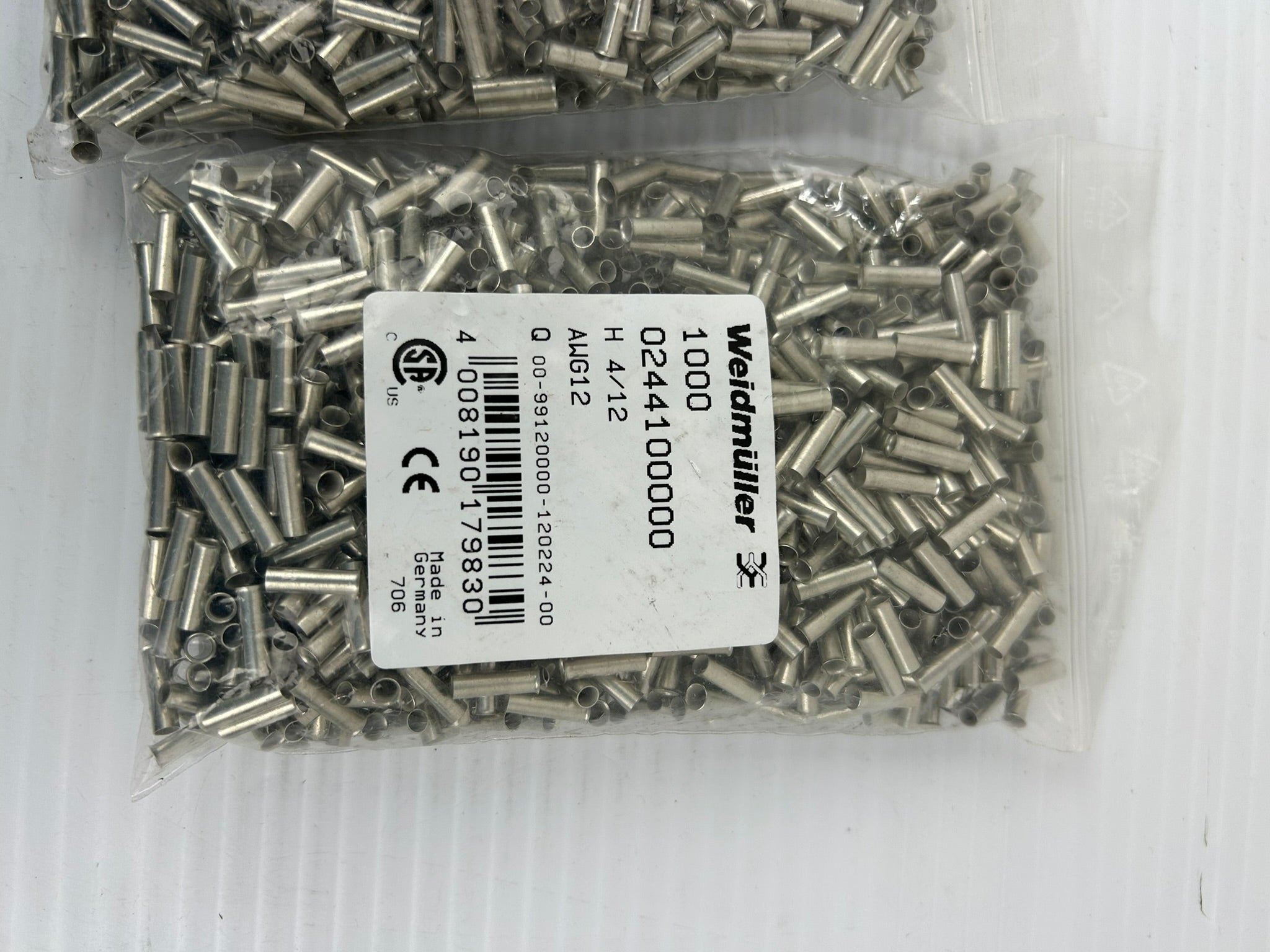 Weidmuller 0244100000 Single Wire Crimp - Lot of 2000