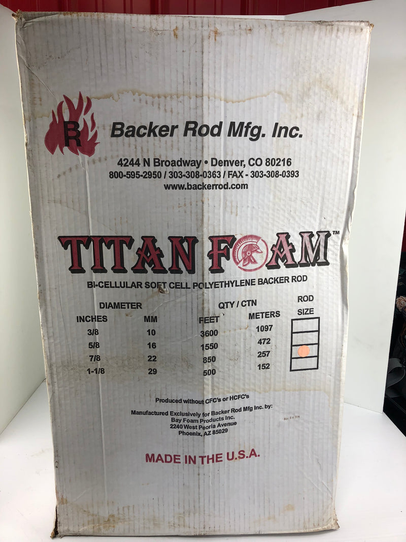 Backer Rod Mfg Inc. Mile High Foam 7/8'' x 850 Feet