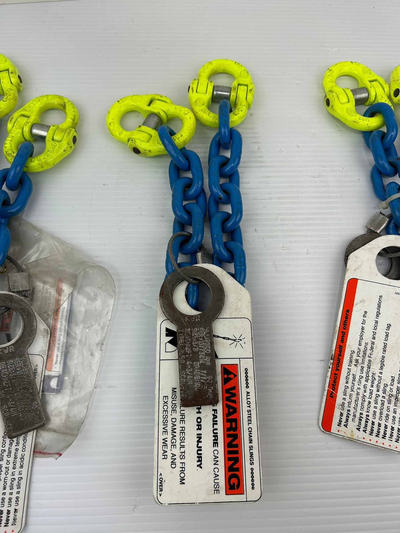 3/8" Grade 100 Alloy Chain Sling 11,300 LB WLL Single Leg Locking Hooks Lot of 3