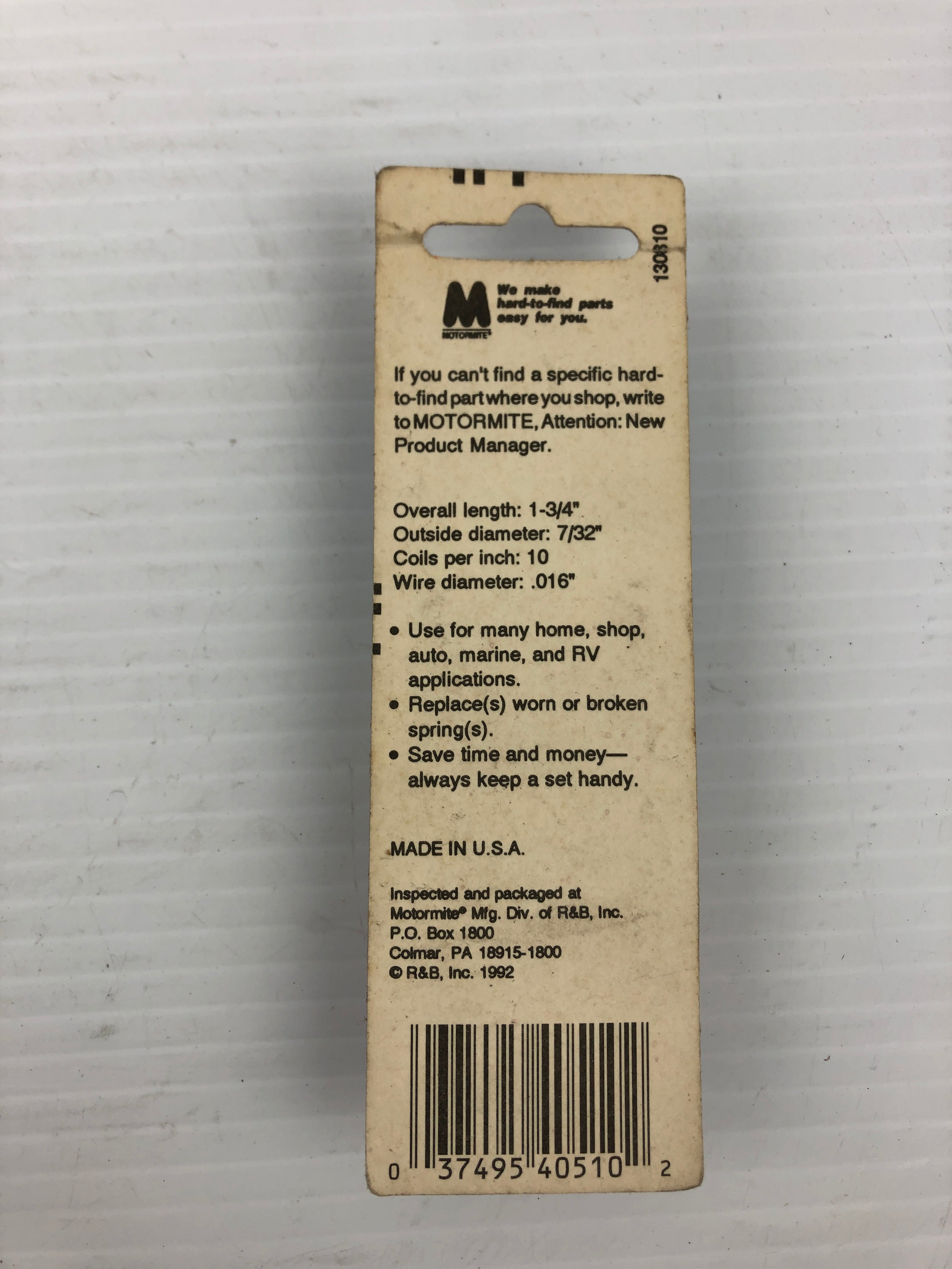 Spring-Tite 40510 Compression Spring 1-3/4" x 7/32" x .016