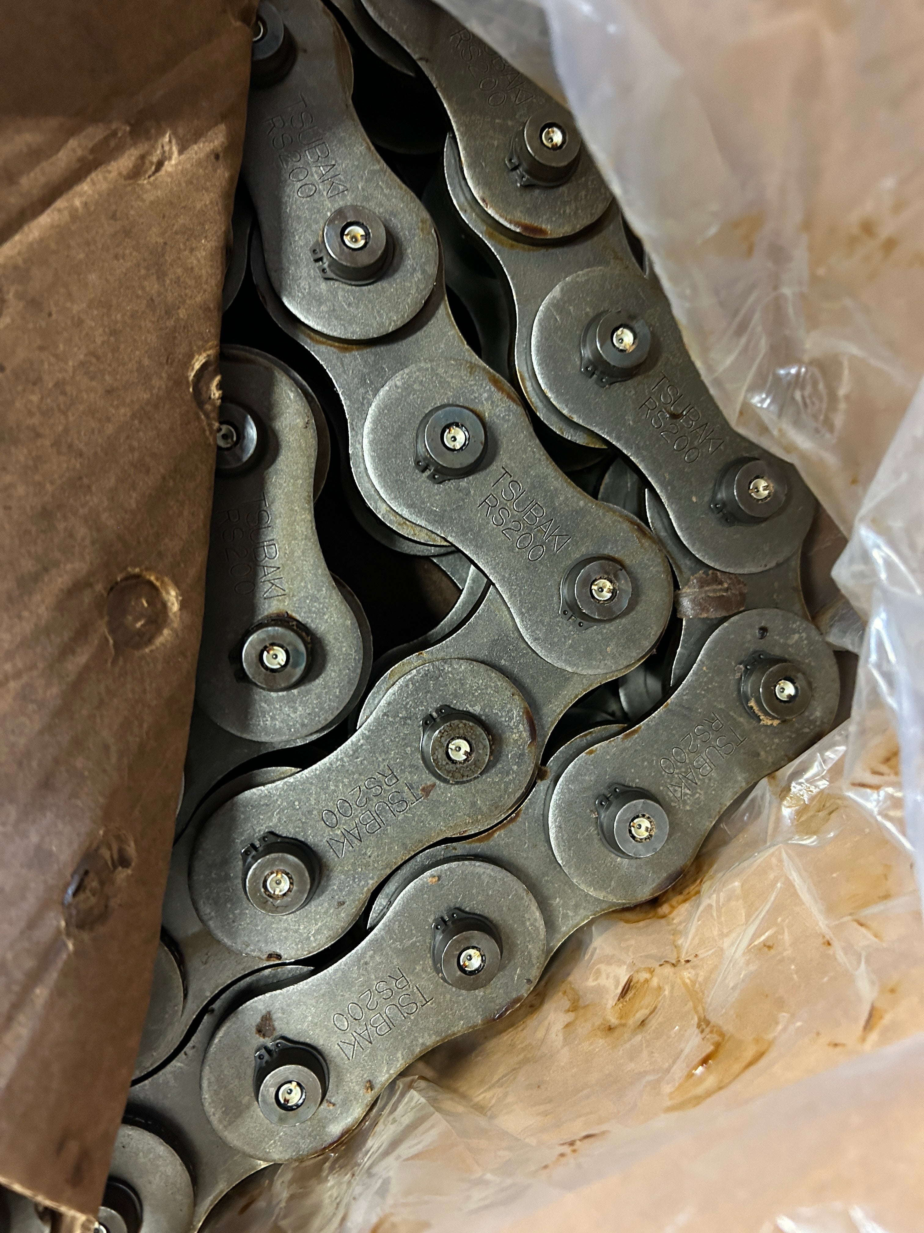 US Tsubaki RS200 Chain Link Assembly 200D-3 Rivet Circlip & Lube Assy 130 Feet