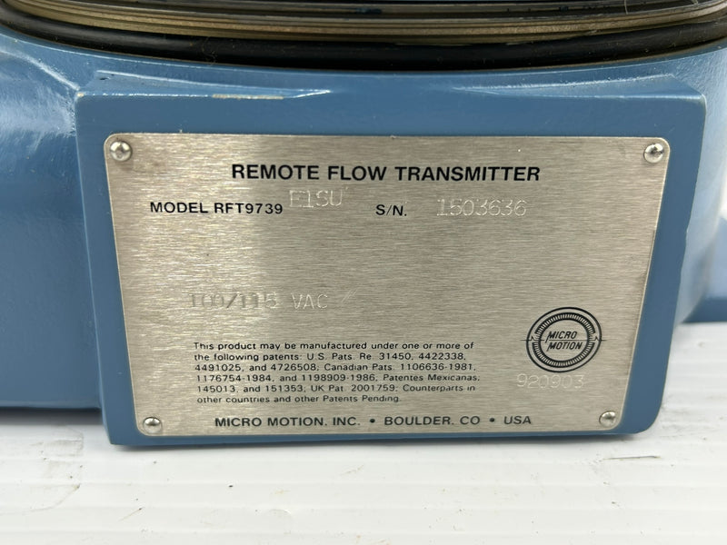 Micro Motion RFT9739E1SU Remote Flow Transmitter 100/115 VAC