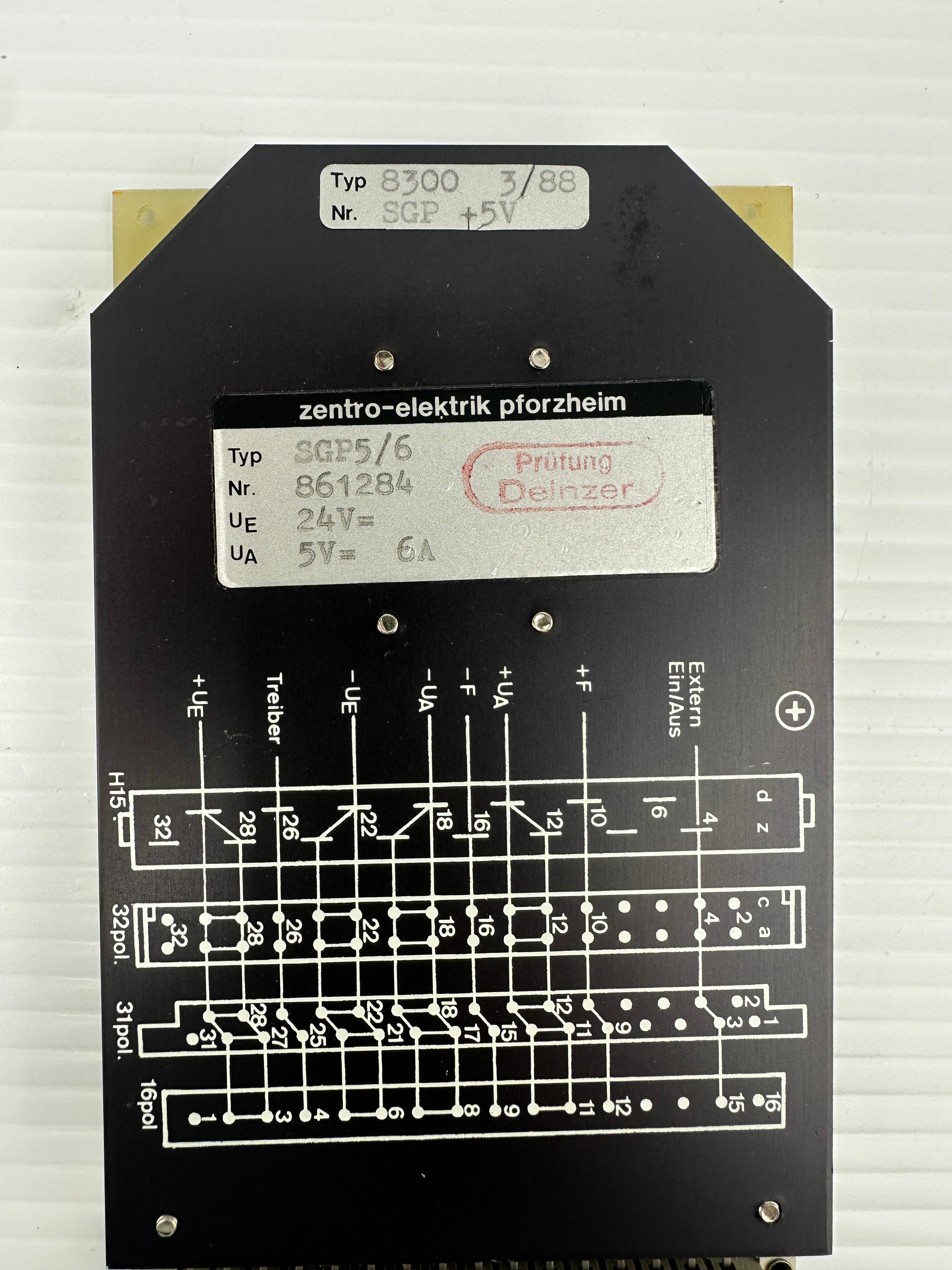 Zentro-Elektrik Card Circuit Board SGP5/6 861284 24V