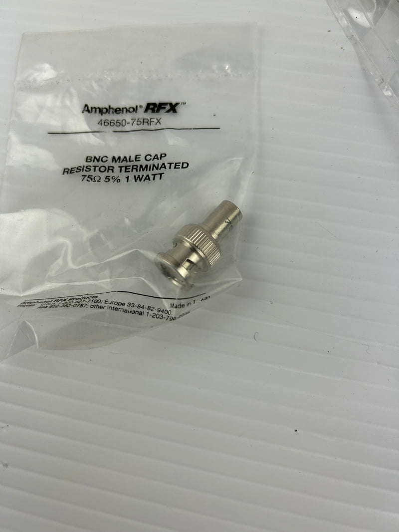 Amphenol RFX 46650-75RFX BNC Male Cap Resistor Terminated 75Ω 5% 1W - Lot of 39