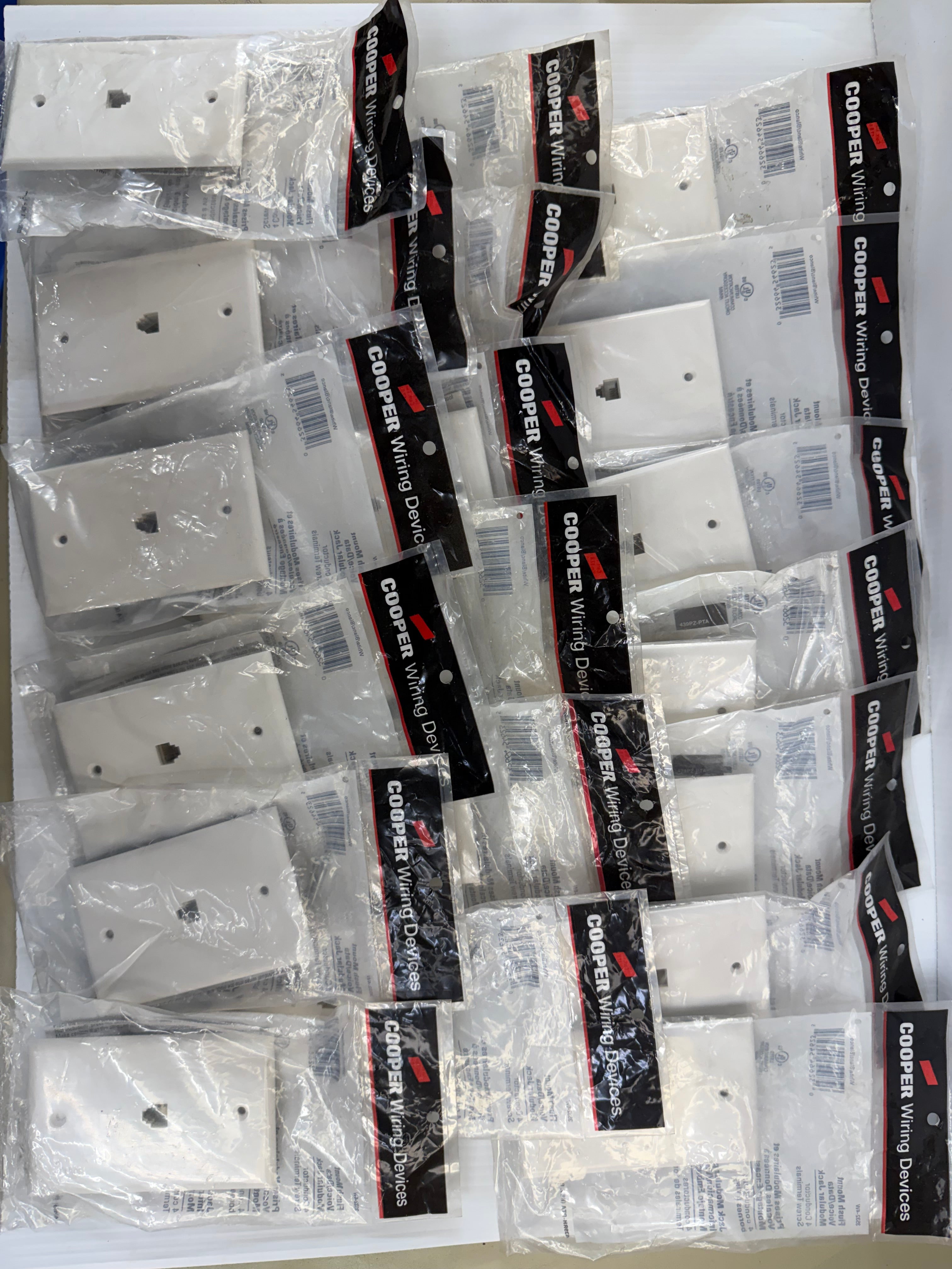 Cooper Wiring Flush Mount Voice/Data Modular Jack 3532-4W Lot of 19