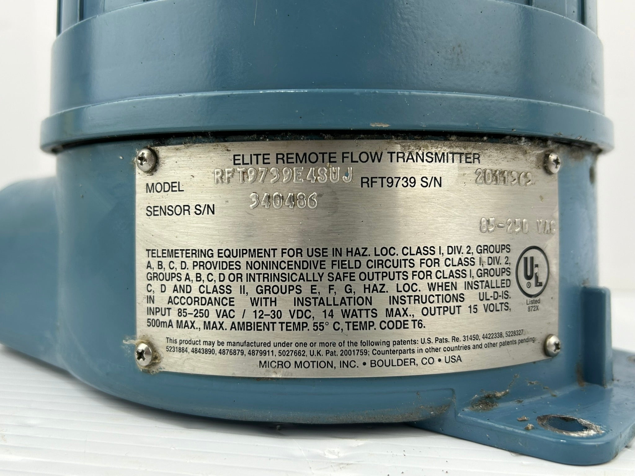 Micro Motion RFT9739E4SUJ Elite Remote Flow Transmitter with Fittings