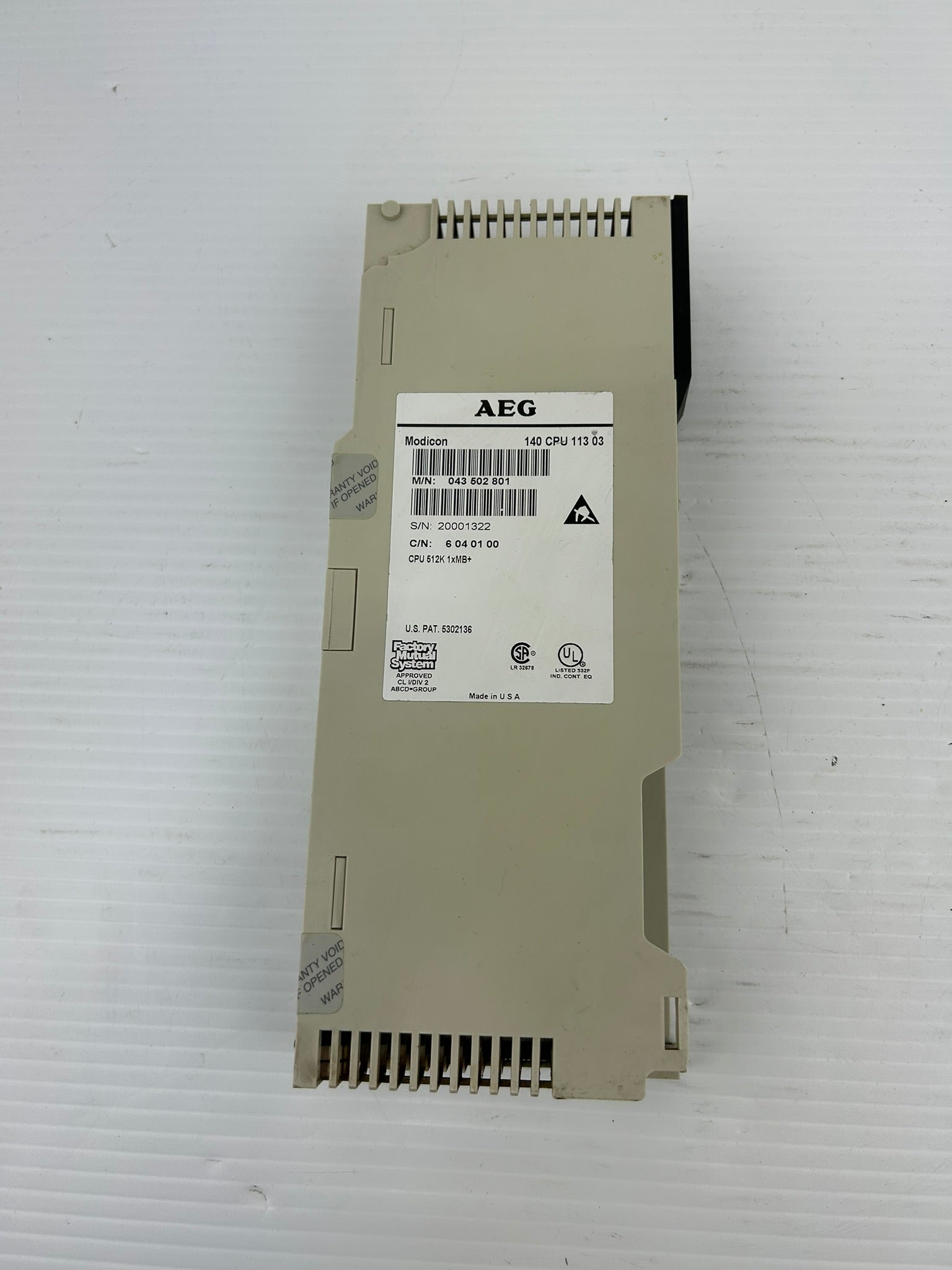 AEG Modicon 140CPU11303 CPU Controller PLC Module 043-502-801