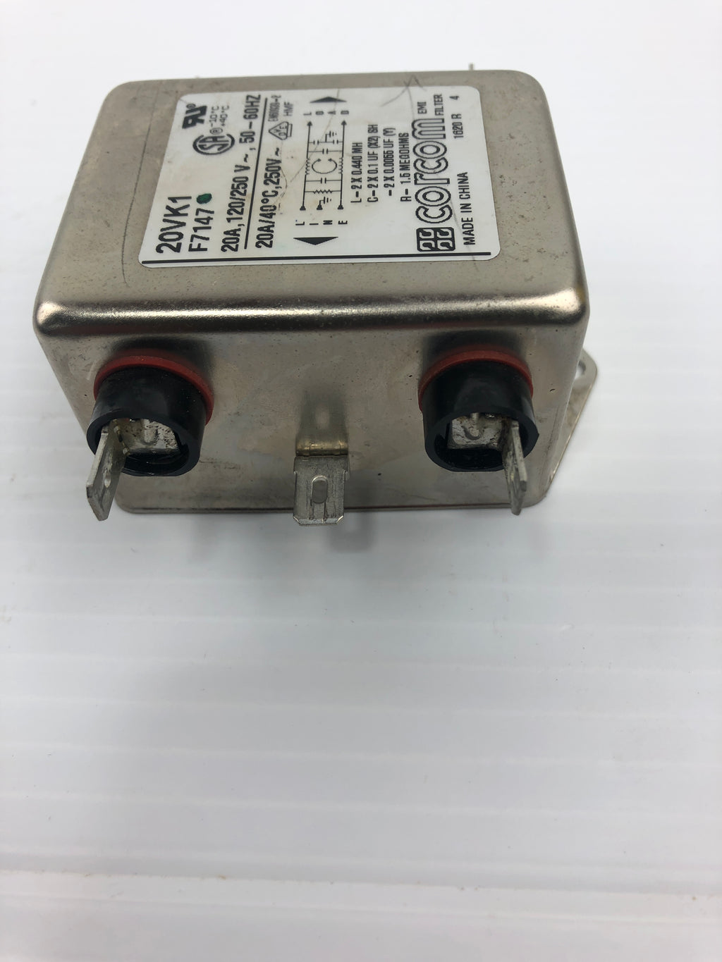 Corcom 20VK1 Power Line EMI Filter F7147 20A 120/250V – Metal Logics, Inc.