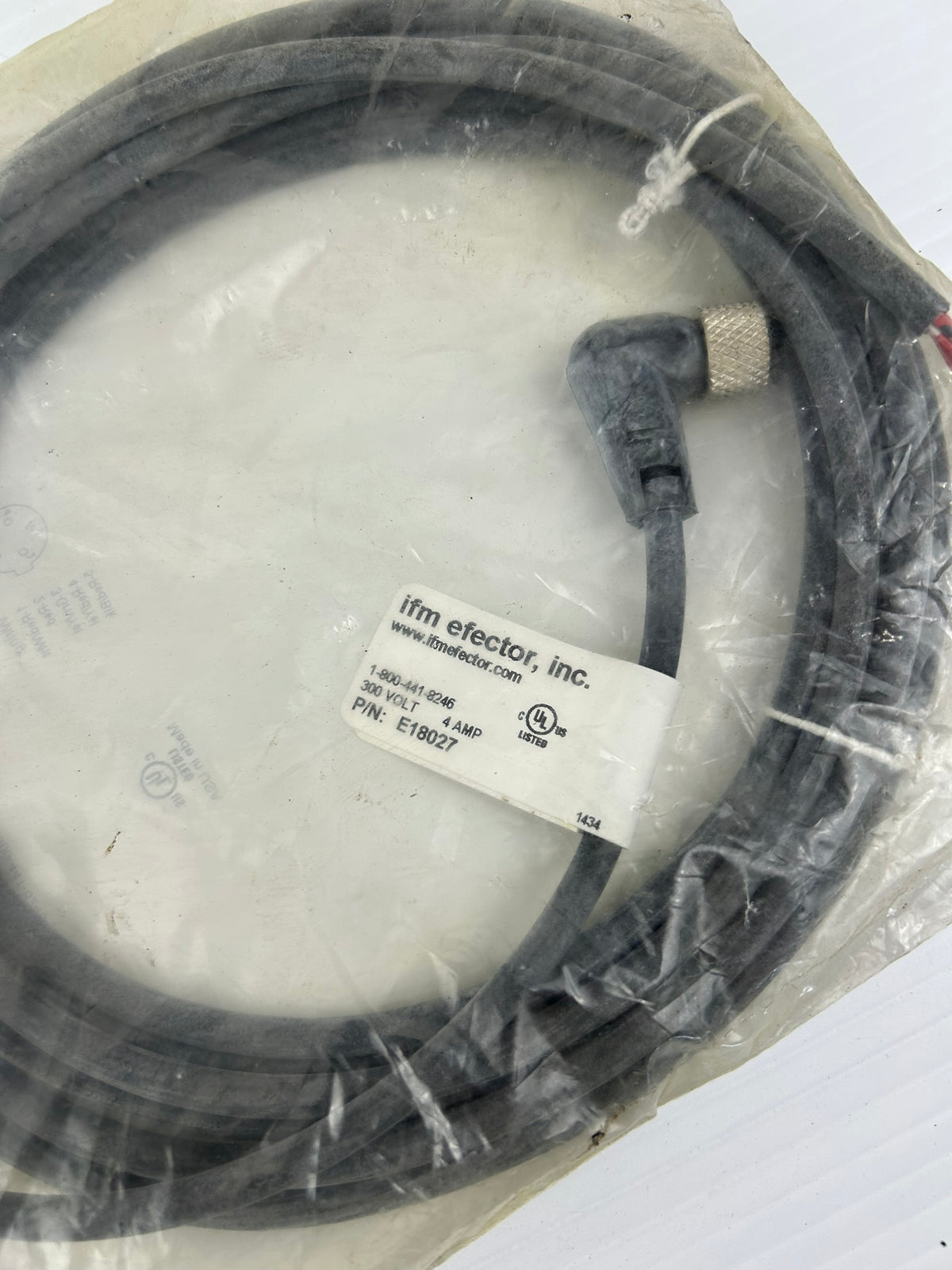 IFM E18027 4M 5-Pin Female Right Angle Cordset 1/2"-20 PUR Cable PN4