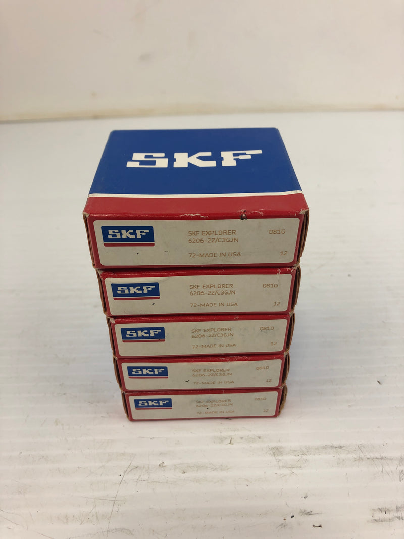 SKF 6206-2Z/C3GJN Explorer Deep Groove Ball Bearing (Lot of 5)