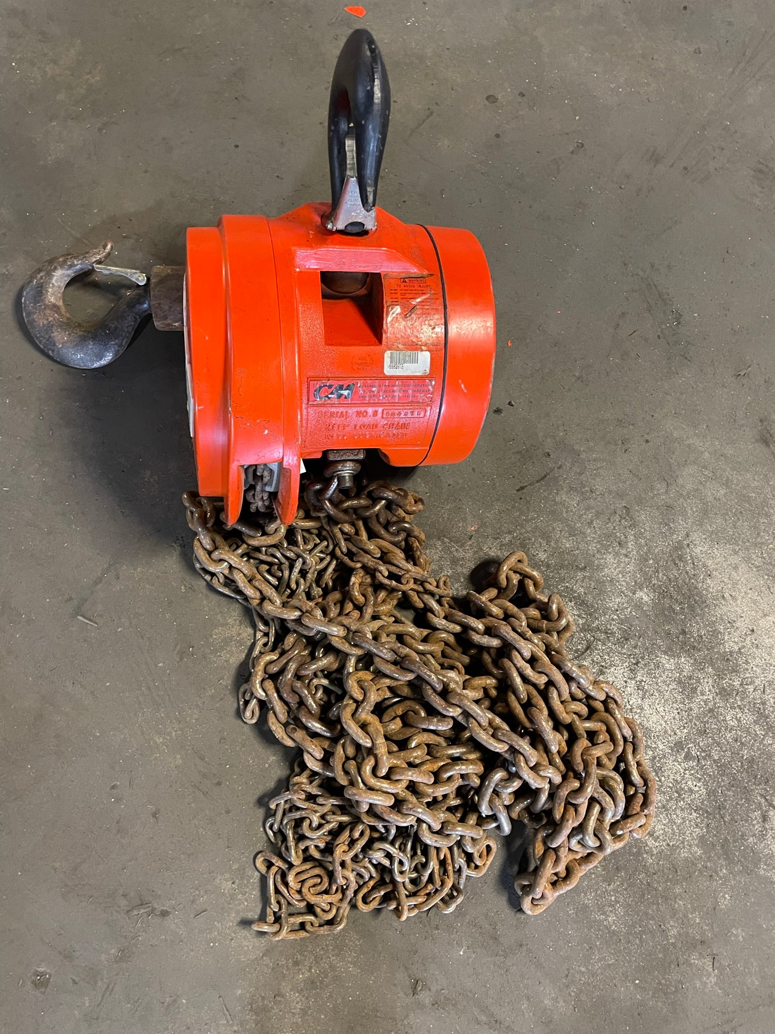 CM Cyclone 2 Ton Manual Chain Fall Hoist with Load Limiter S5839TB