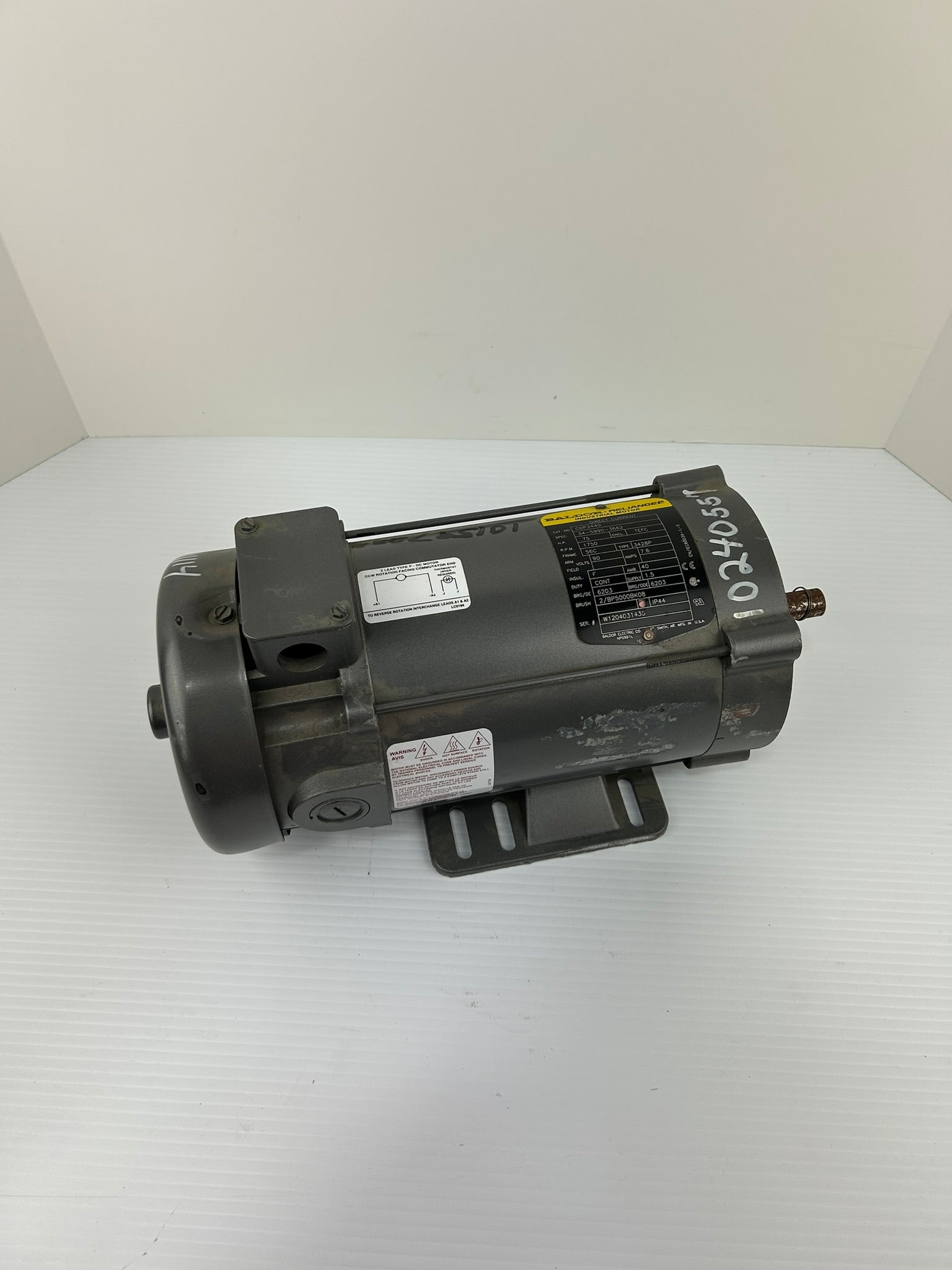 Baldor CDP3440 DC Industrial Motor .75 HP 1750 RPM 56C Frame 3428P Type