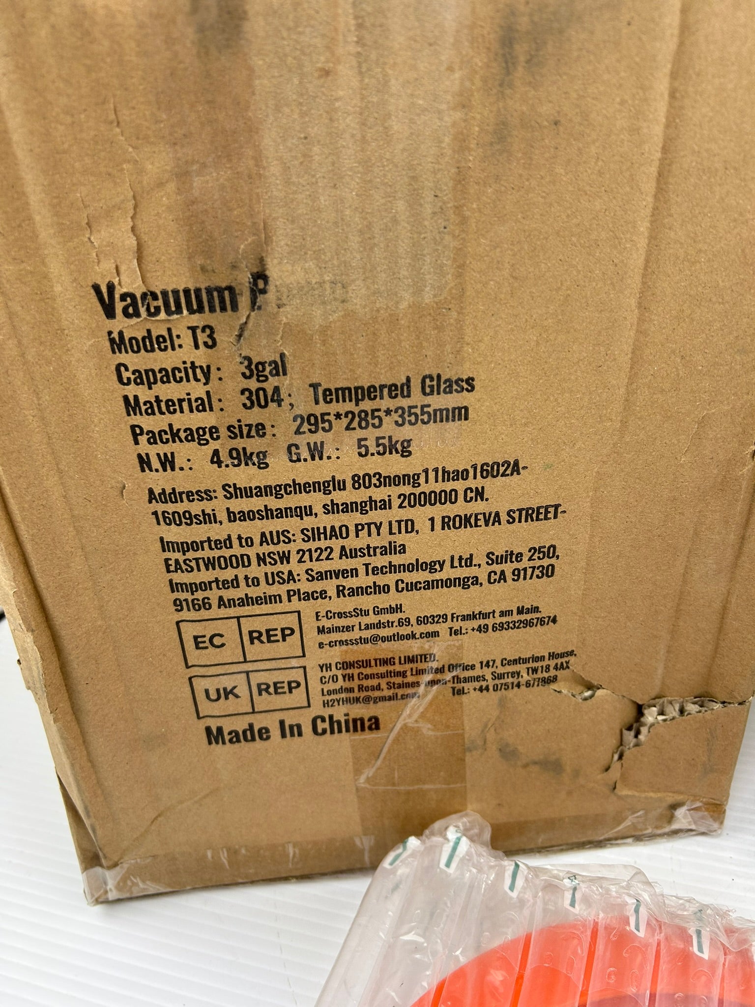 Vevor T3 Vacuum Chamber Tempered Glass 3 Gallon